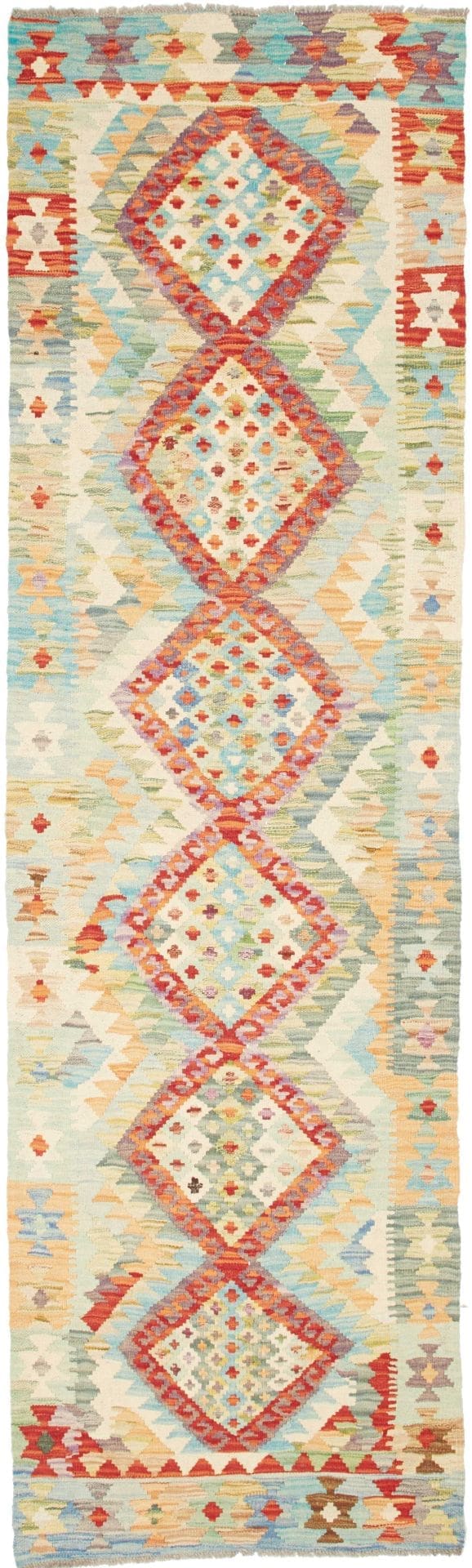 Kelim Teppich 86 x 289 cm, rustikales Design, handgewebt