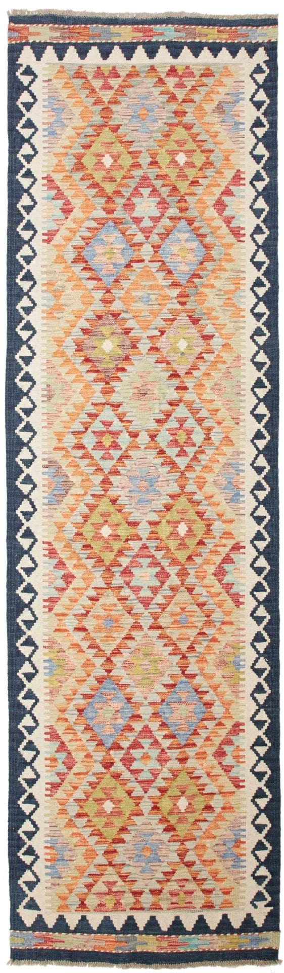 Kelim Teppich 86 x 300cm, handgewebt, rustikales Flair, Wolle