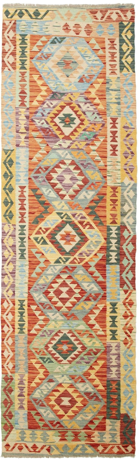 Kelim Teppich 86 x 300cm, Schurwolle, handgewebt, Orientteppich