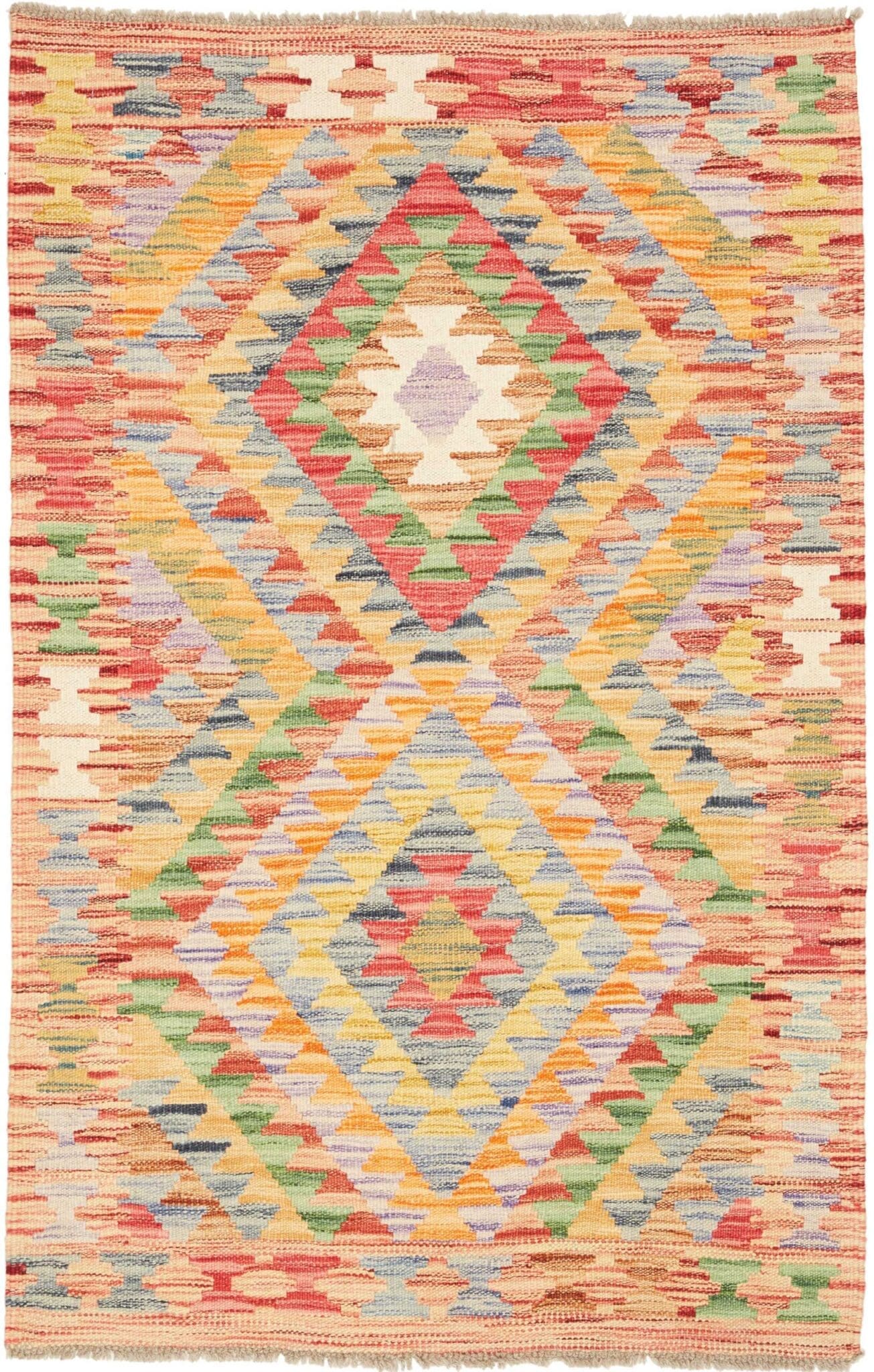 Kelim Teppich 87 x 129 cm, Handgewebt, rustikales Flair, Wolle