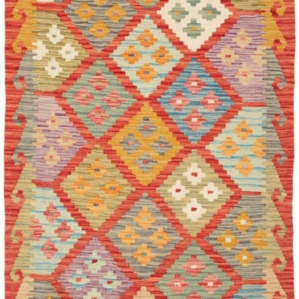 Kelim Teppich 88 x 126 cm, handgewebt, rustikaler Stil aus Wolle