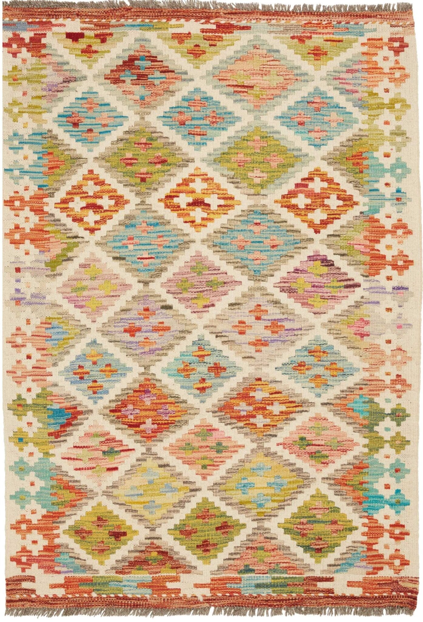 Kelim Teppich 89 x 123 cm, handgewebt, rustikaler Stil aus Wolle