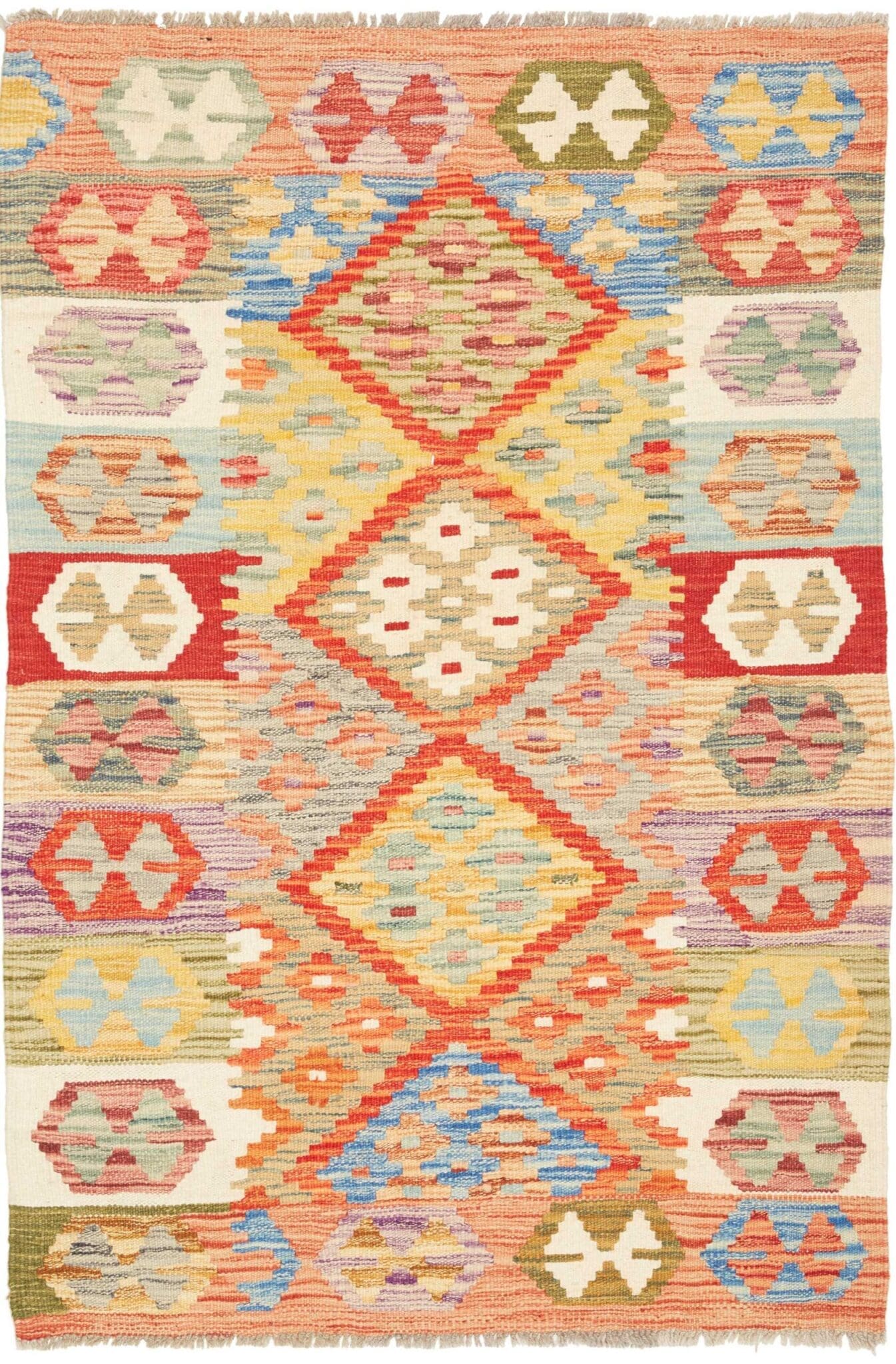 Kelim Teppich 89 x 127 cm - Handgewebt, rustikales Design