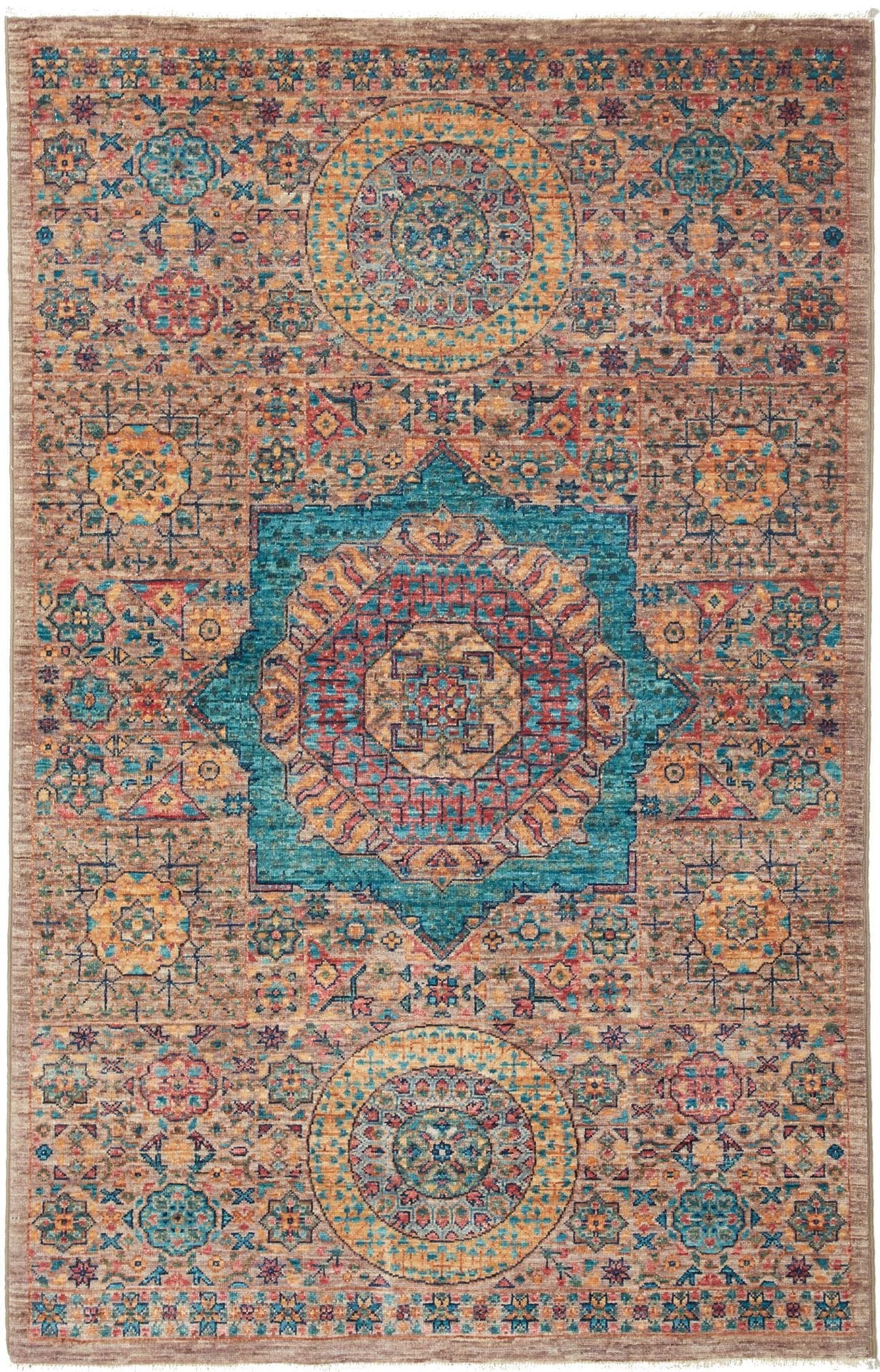 Mamluk Orientteppich 100 x 153 cm, Schurwolle, handgeknüpft
