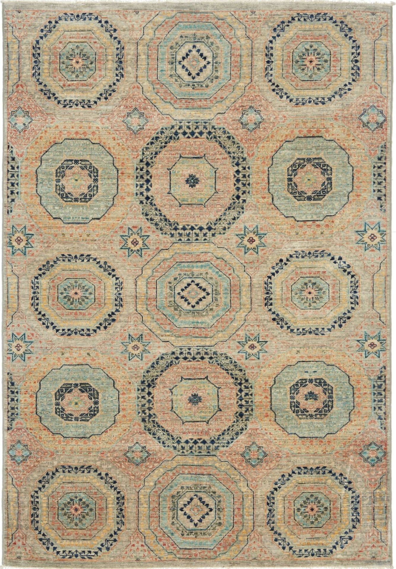 Mamluk Orientteppich 126 x 179 cm aus Schurwolle, handgeknüpft