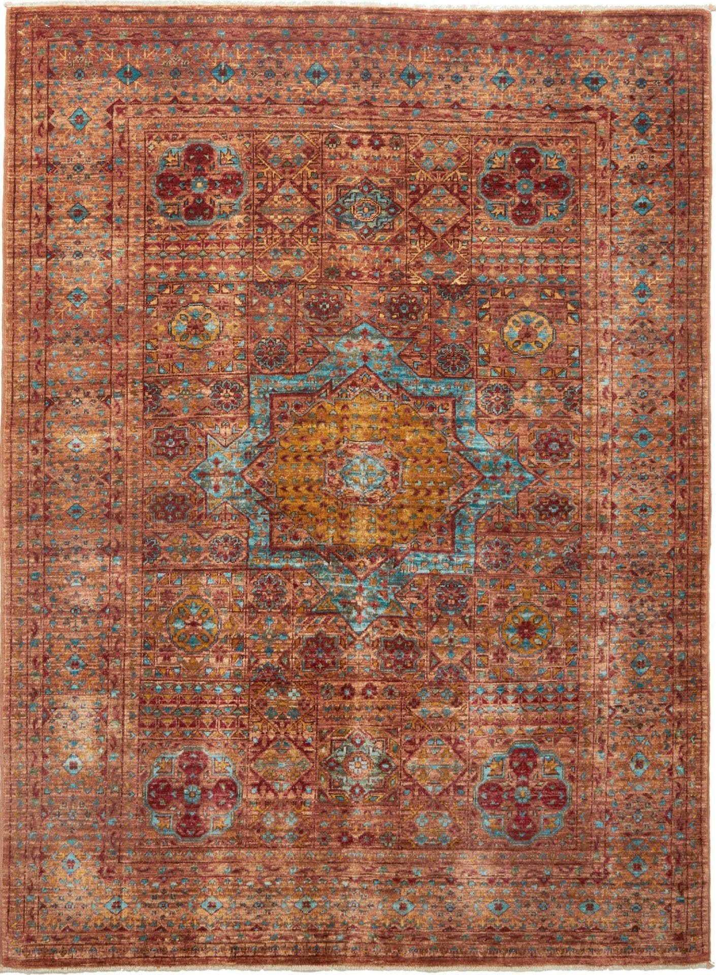 Mamluk Orientteppich 129 x 172cm, Schurwolle, handgeknüpft