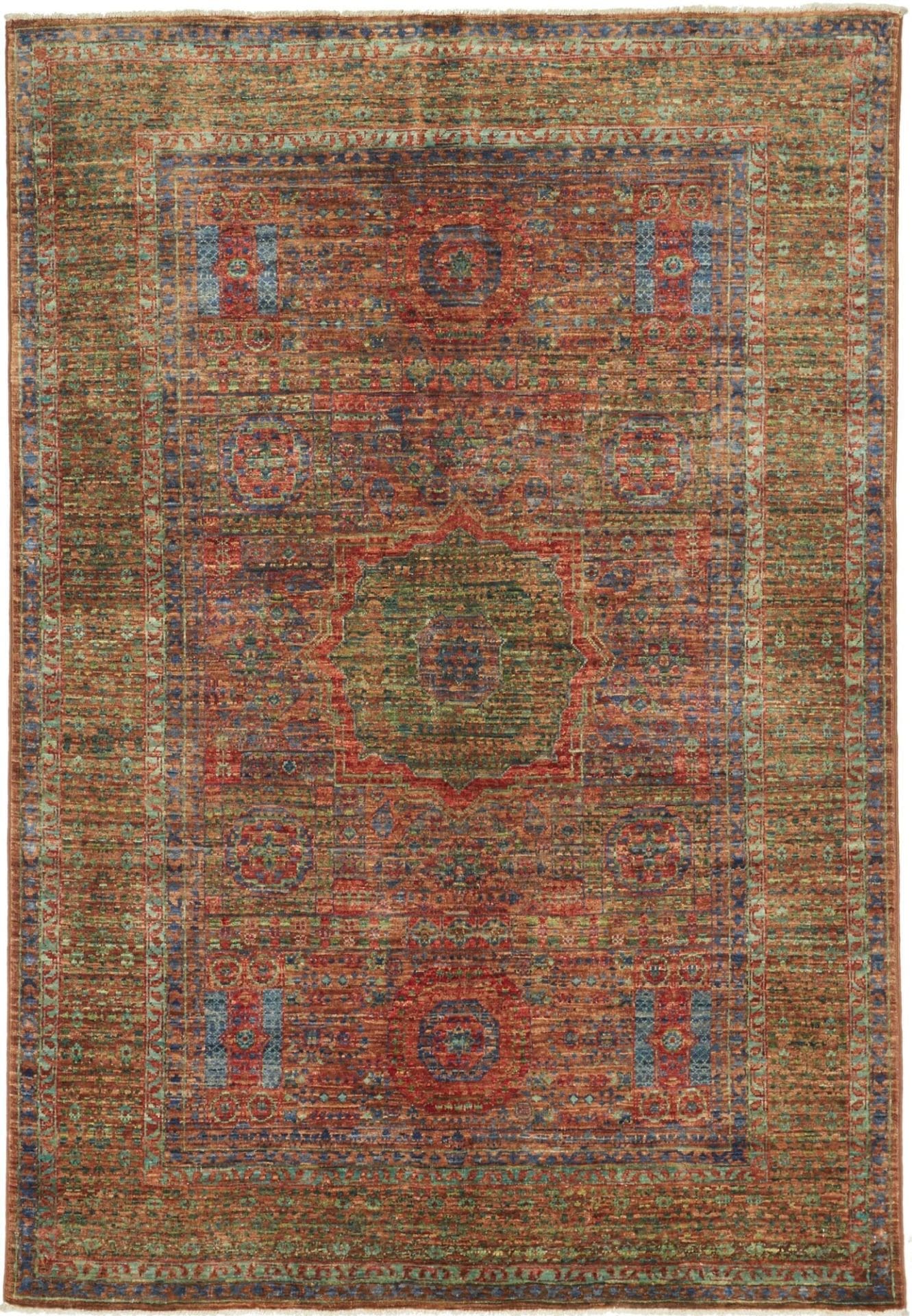 Mamluk Orientteppich 129 x 182 cm aus Schurwolle, handgeknüpft