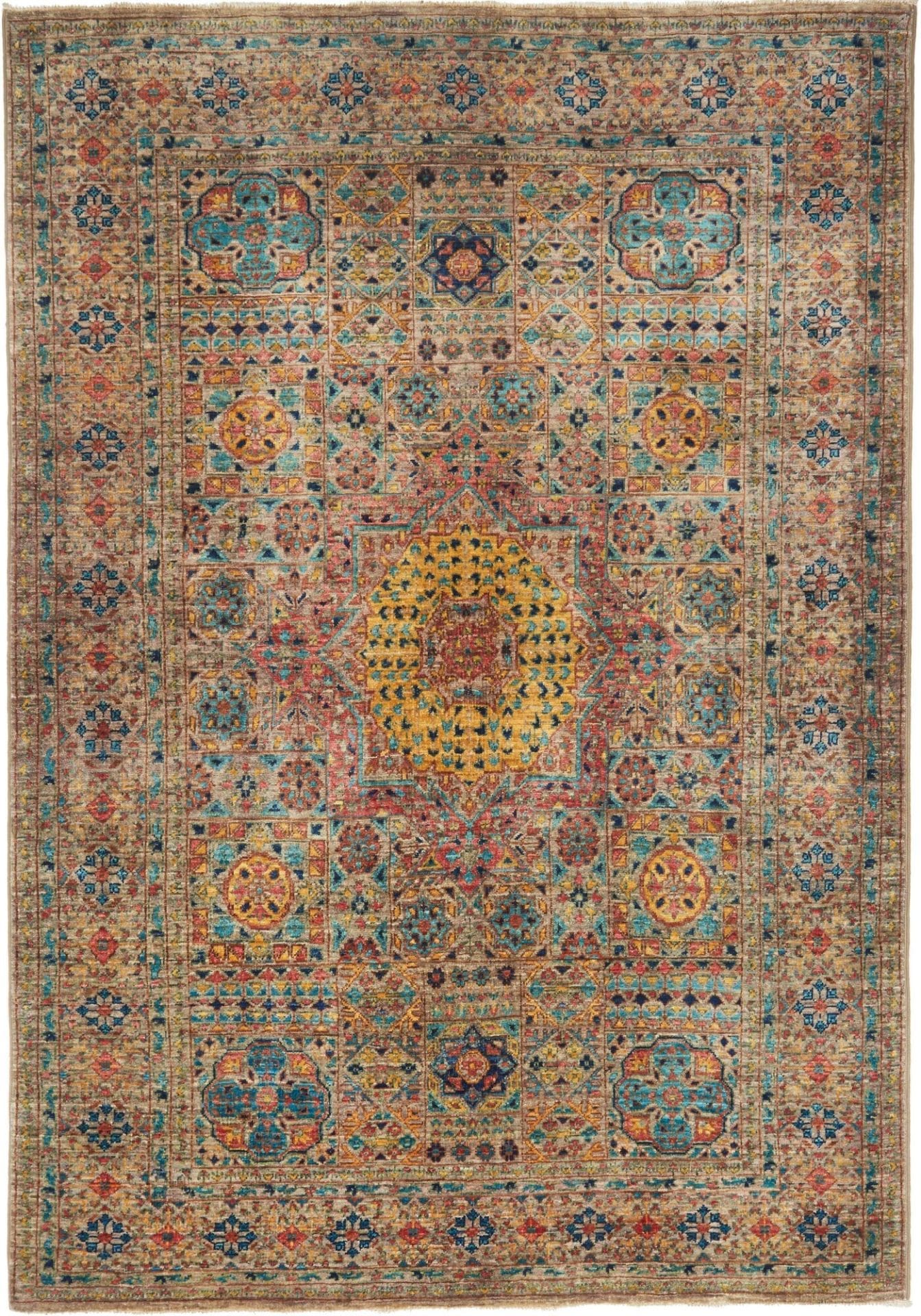 Mamluk Orientteppich 129 x 182 cm, Seide, handgeknüpft