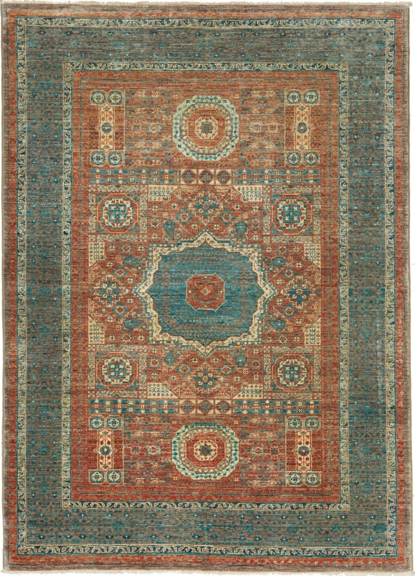 Mamluk Orientteppich 131 x 178cm, handgeknüpft, Schurwolle