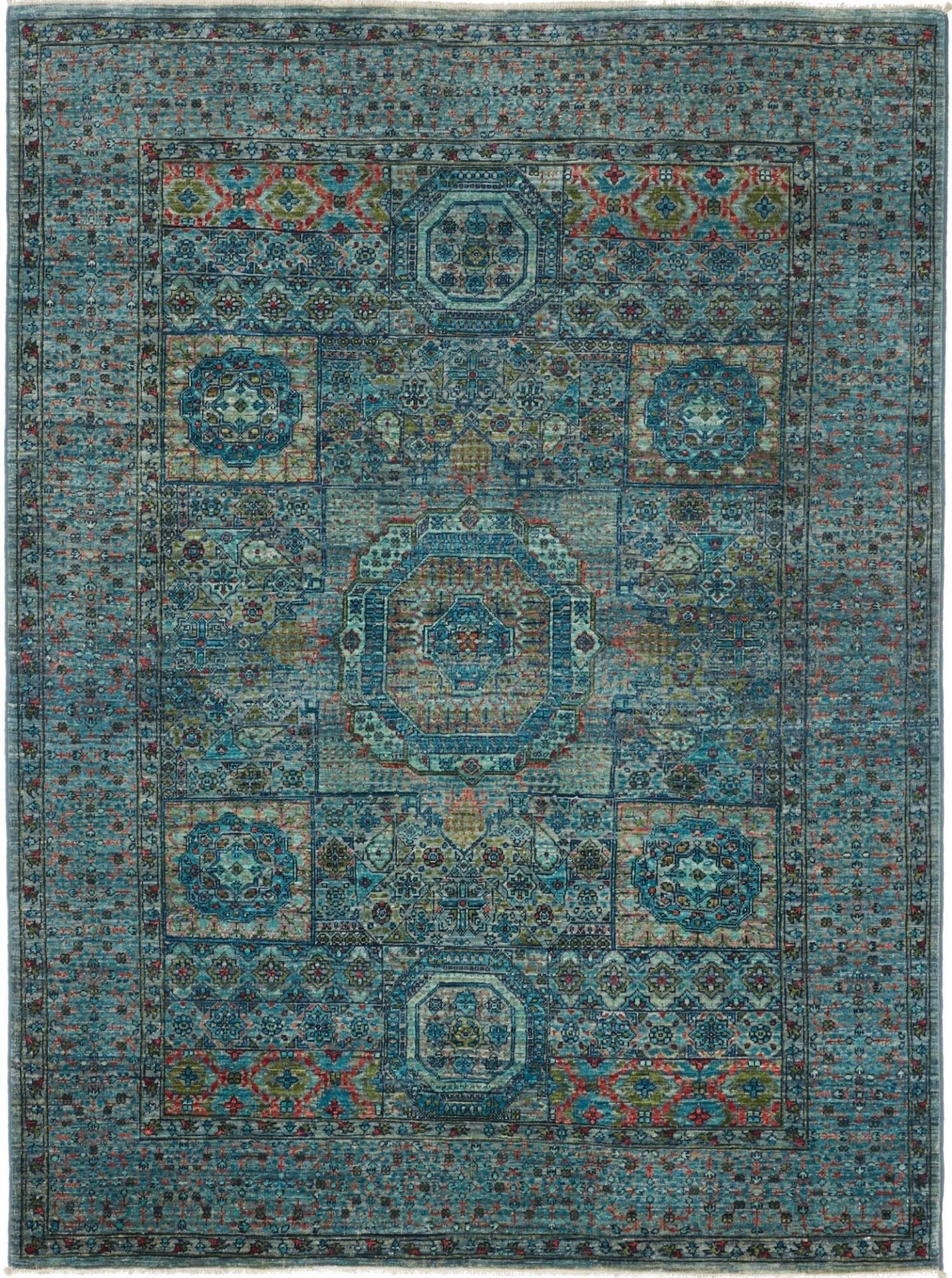 Mamluk Orientteppich 151 x 199cm aus Schurwolle, handgeknüpft