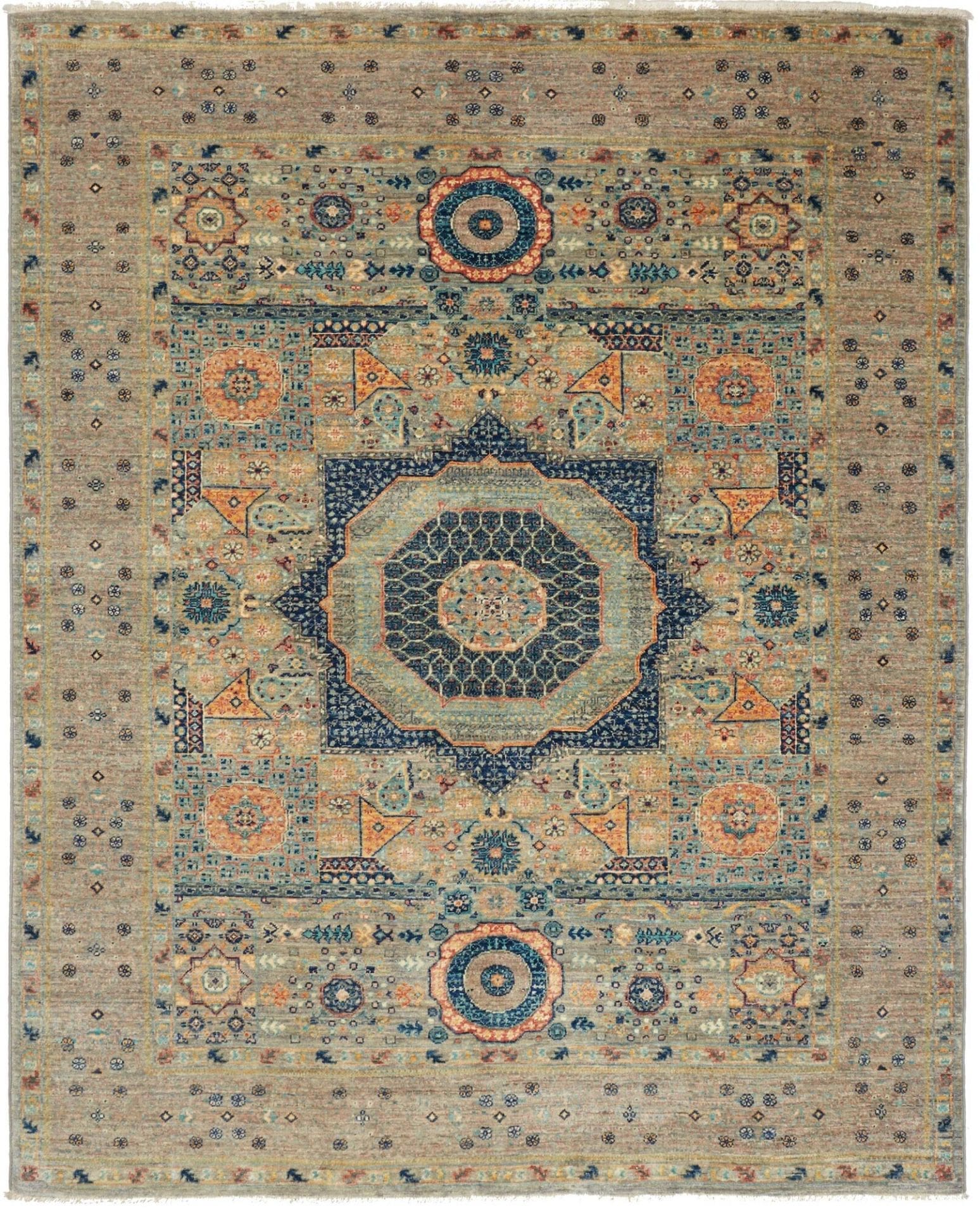 Mamluk Orientteppich 157 x 190 cm, Schurwolle, handgeknüpft