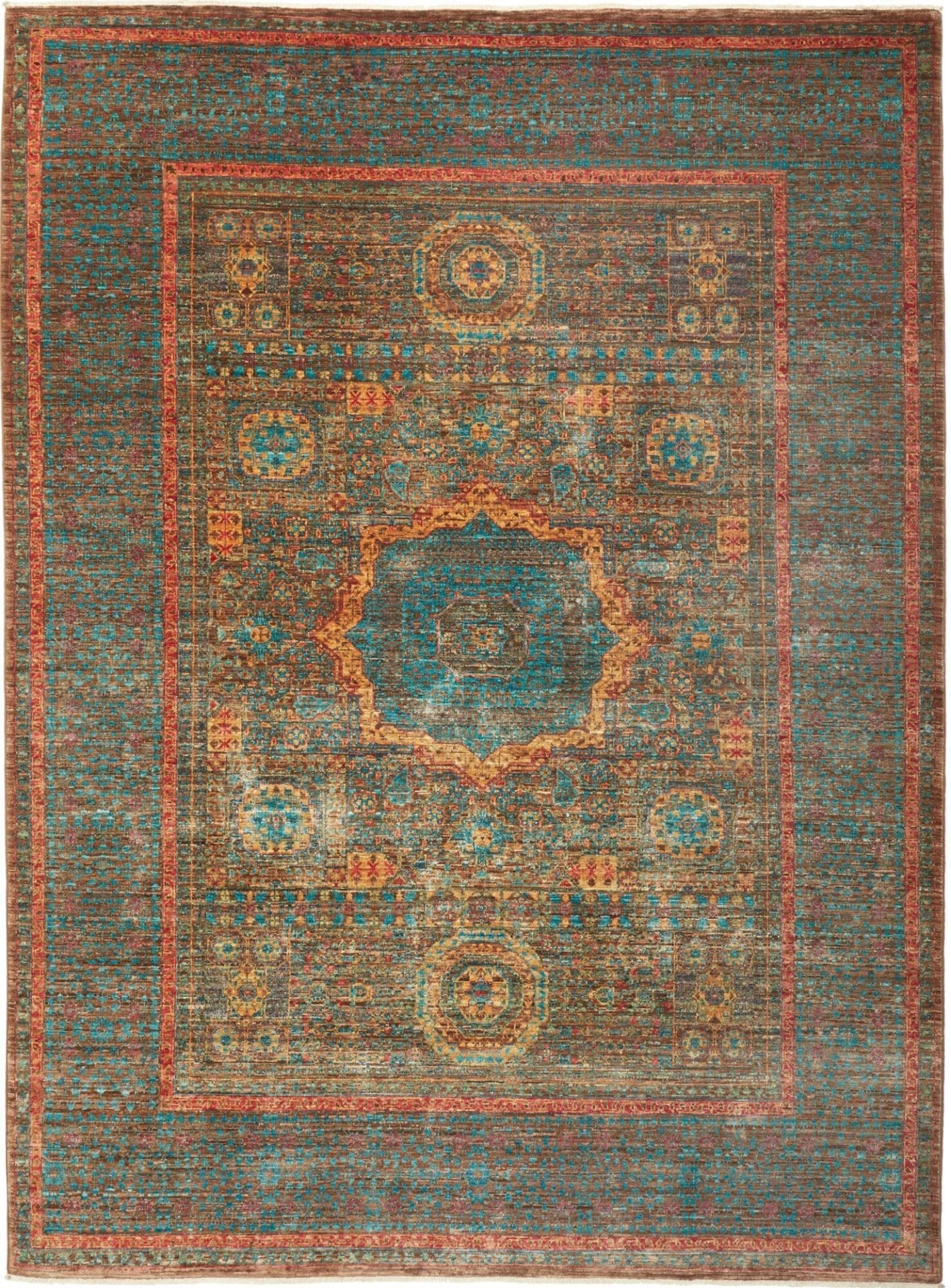 Mamluk Orientteppich 175 x 233 cm aus Schurwolle, handgeknüpft