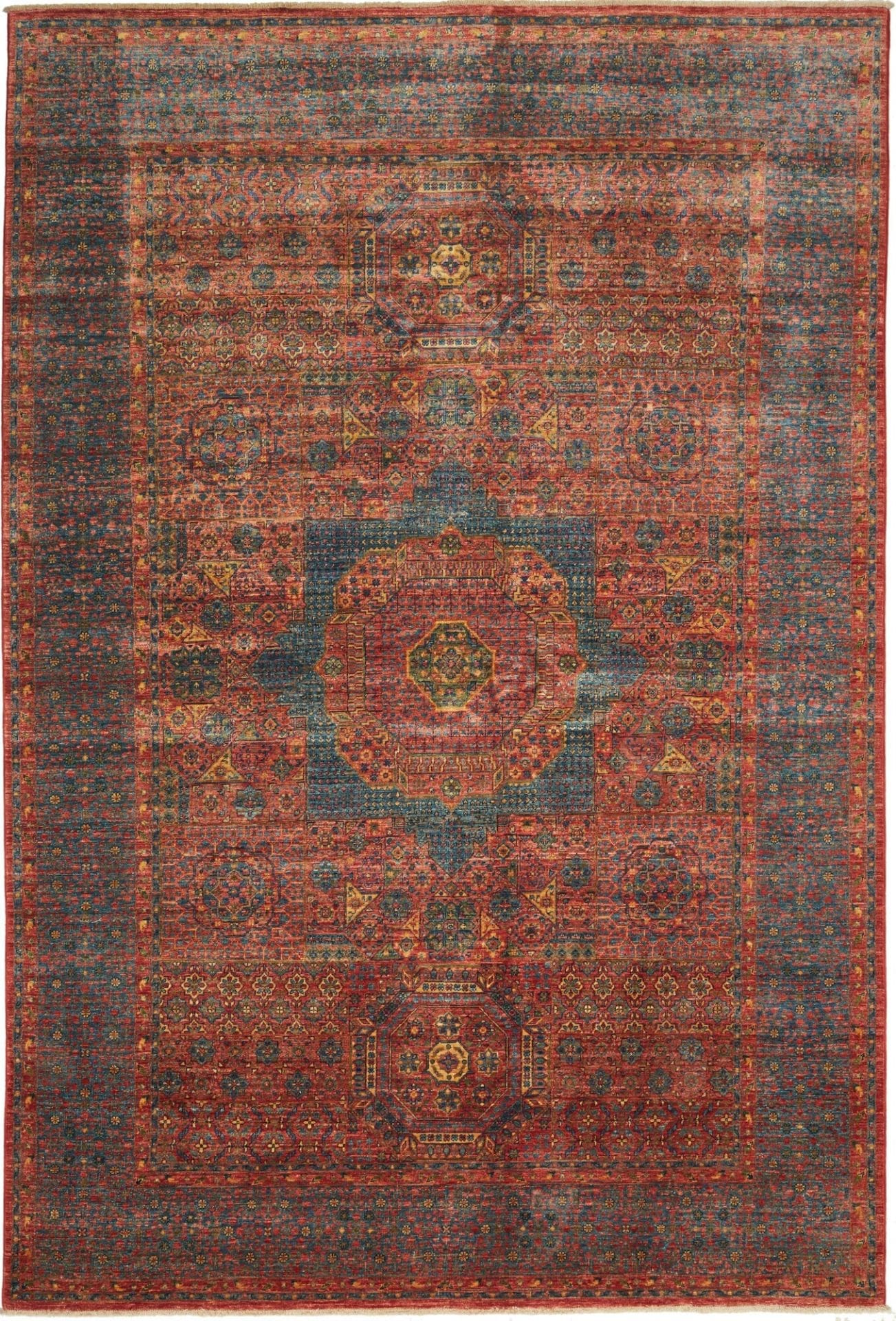 Mamluk Orientteppich 201 x 293 cm aus Schurwolle, handgeknüpft