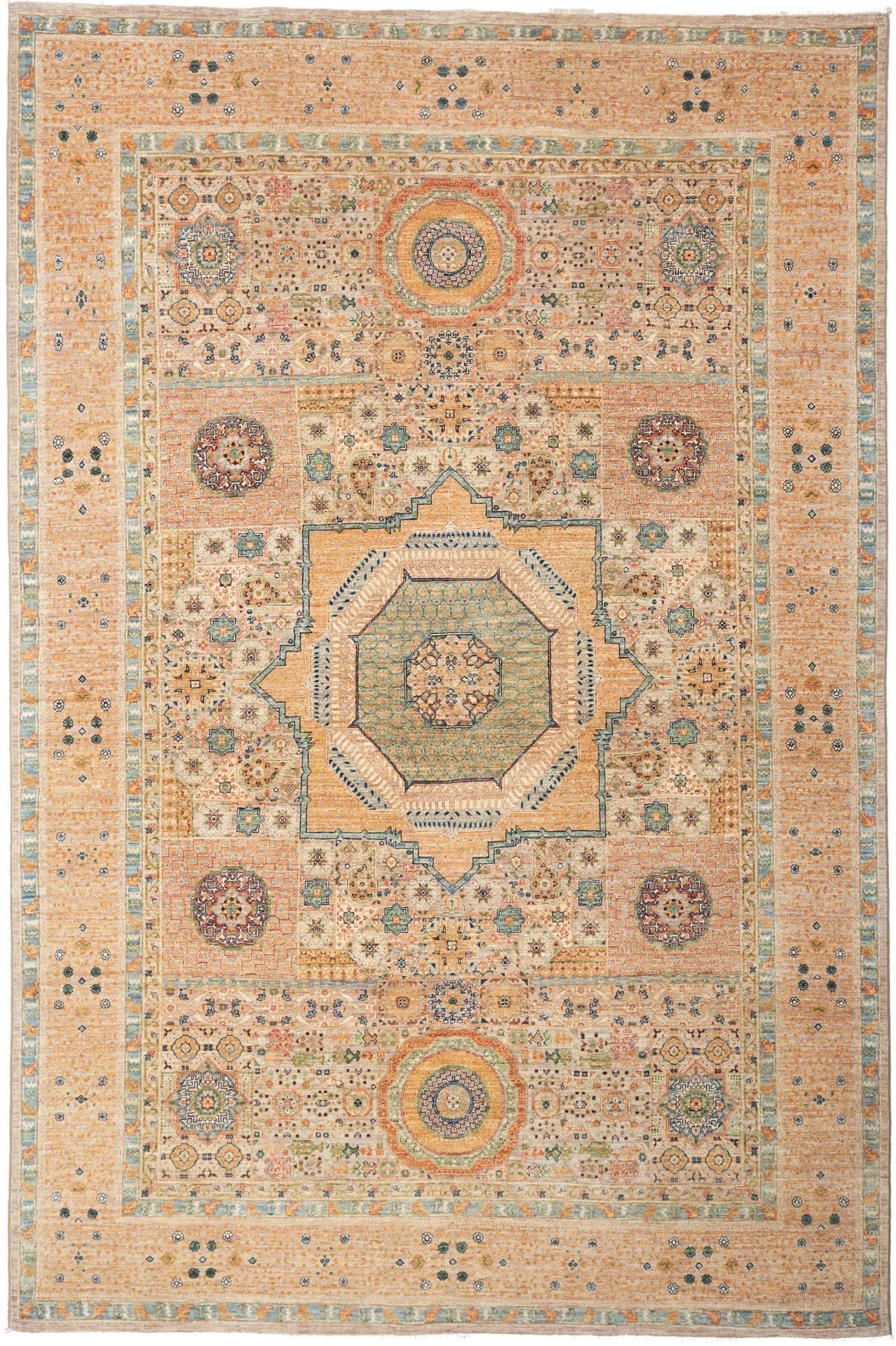 Mamluk Orientteppich 202 x 302cm aus Schurwolle, handgeknüpft