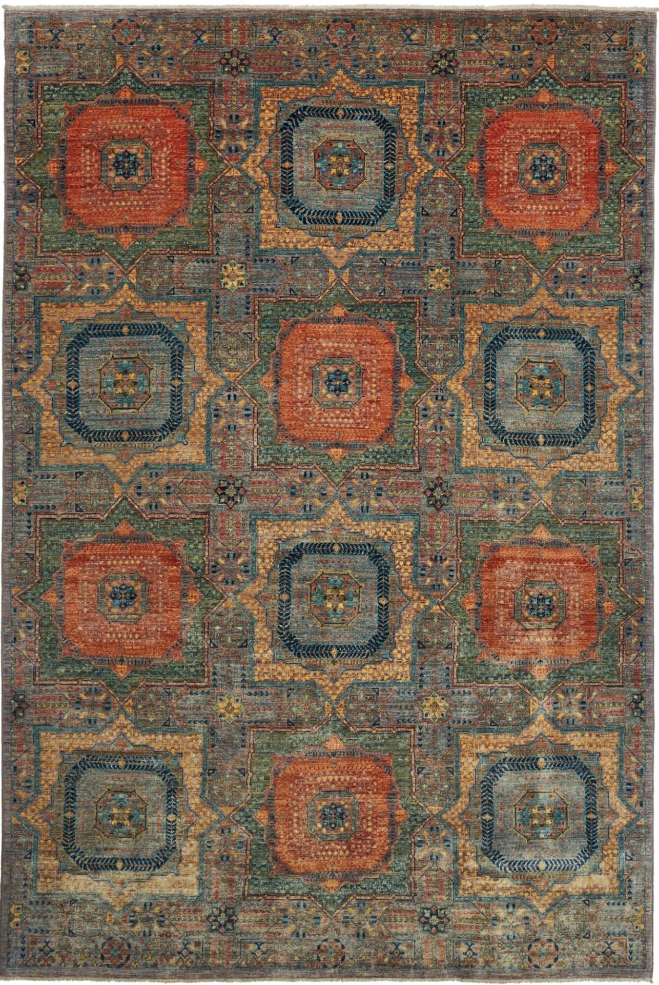 Mamluk Orientteppich 205 x 302 cm handgeknüpft, hochwertige Schurwolle