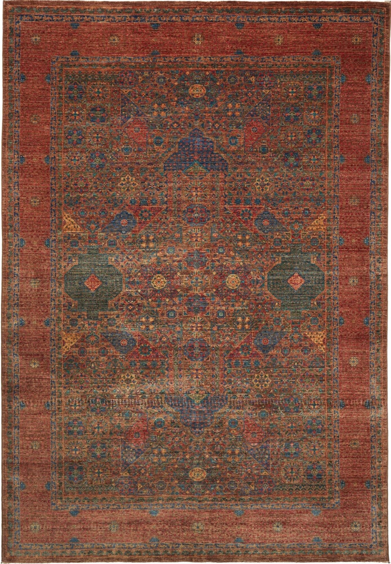 Mamluk Orientteppich 208 x 297 cm, Schurwolle, handgeknüpft