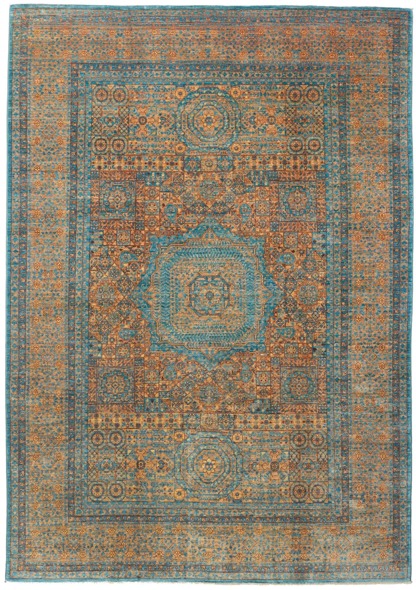 Mamluk Orientteppich 208 x 297cm, Seide, handgeknüpft, hohe Qualität