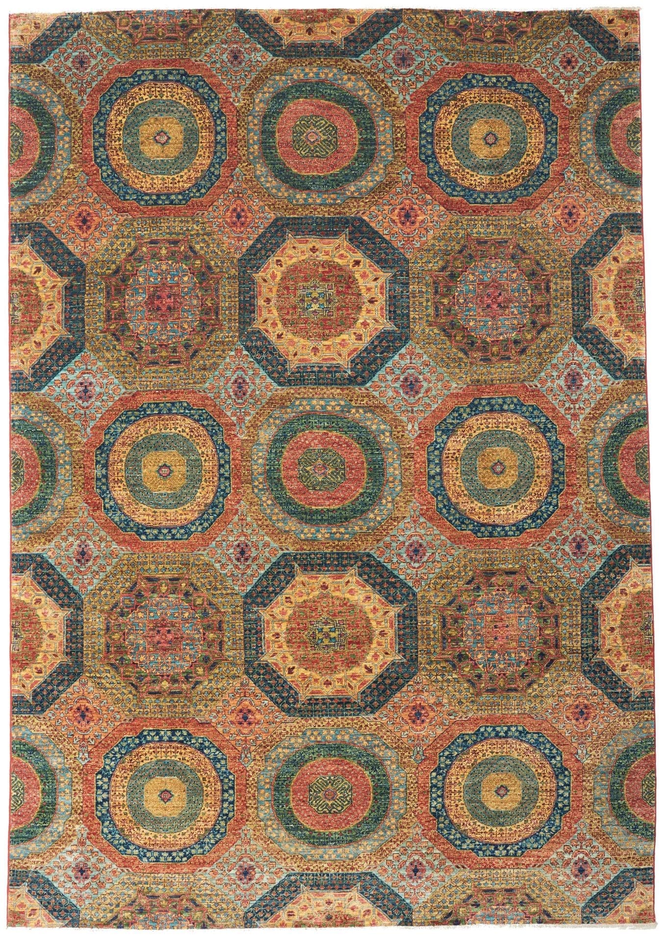 Mamluk Orientteppich 211 x 298cm aus Seide, handgeknüpft