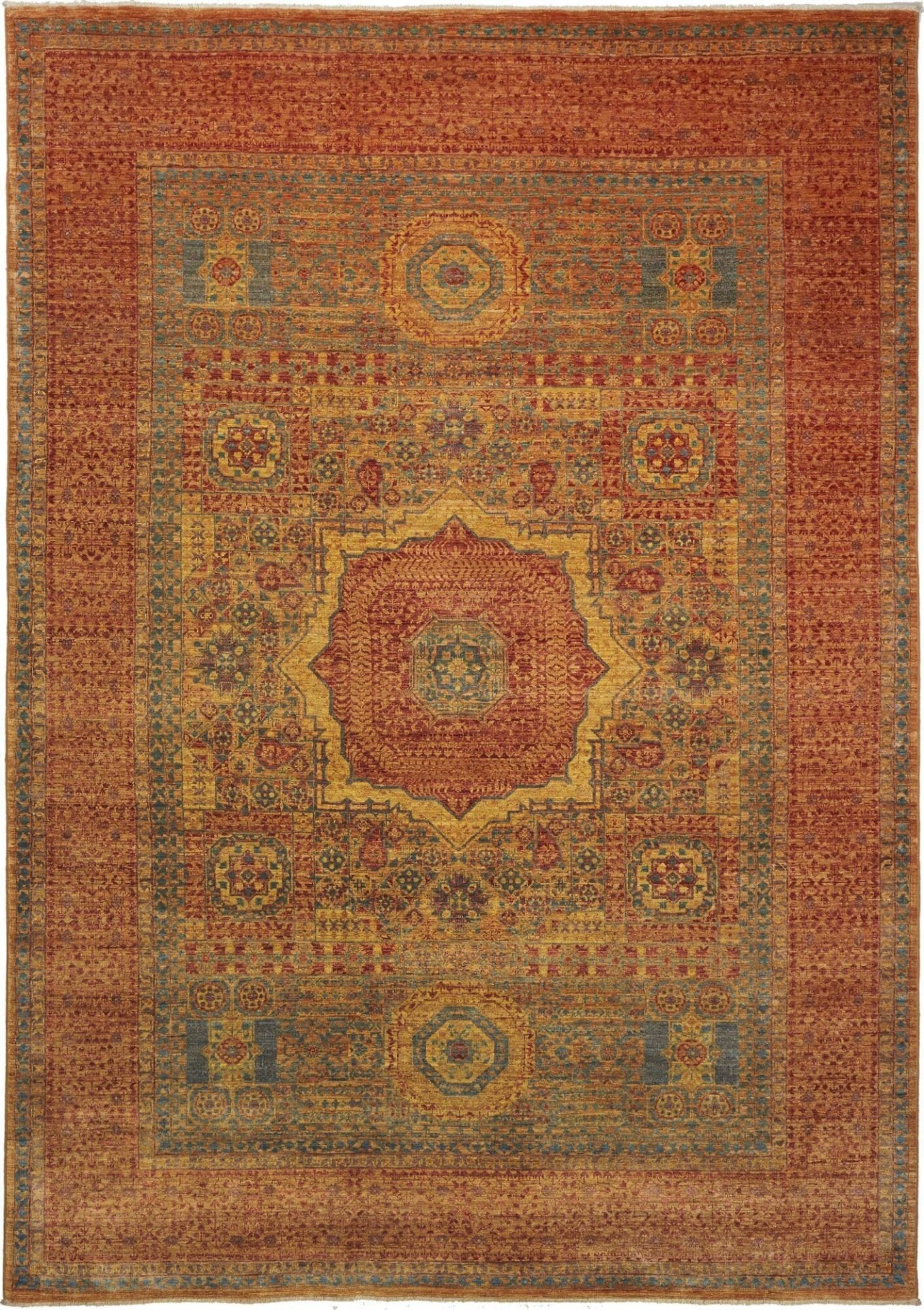 Mamluk Orientteppich 214 x 300 cm aus Schurwolle, handgeknüpft