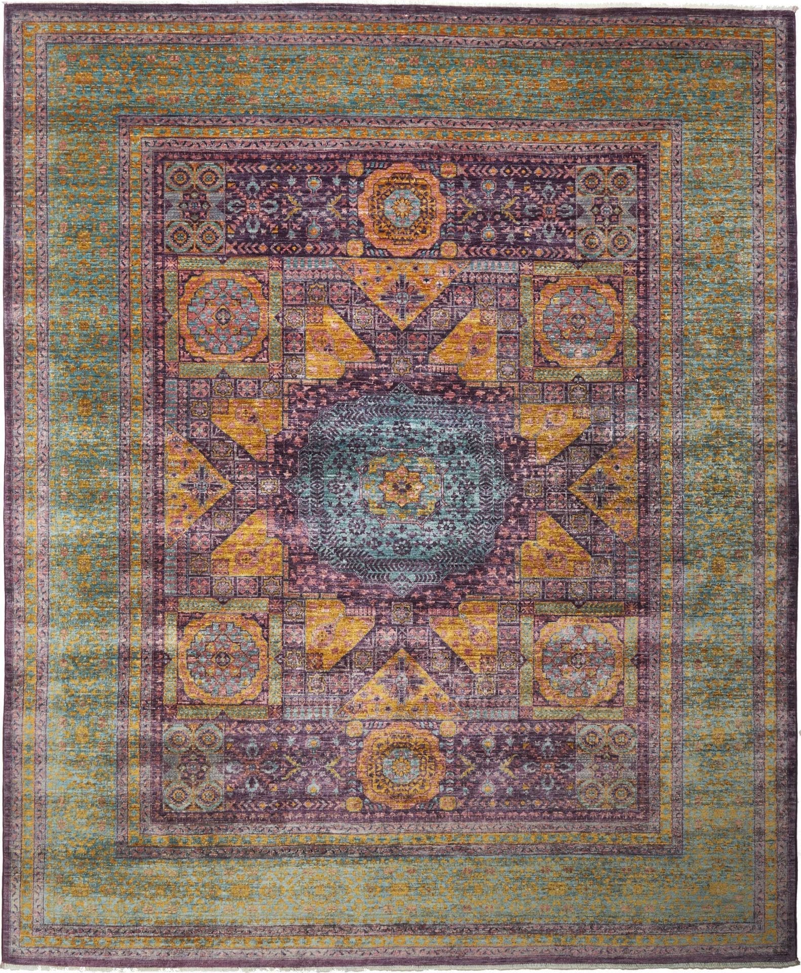Mamluk Orientteppich 250 x 300cm, Seide, Handgeknüpft, Medaillon