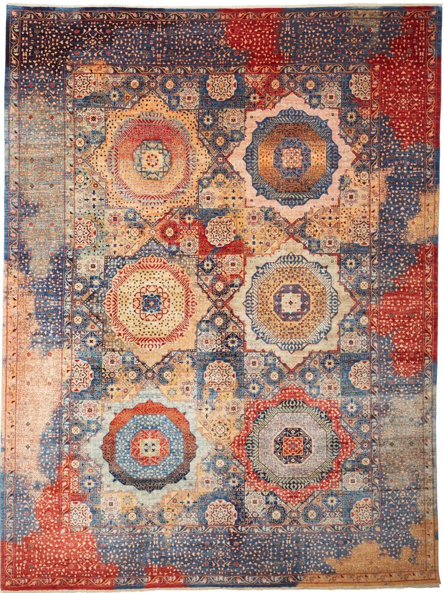Mamluk Orientteppich 251 x 333 cm, Seide, handgeknüpft