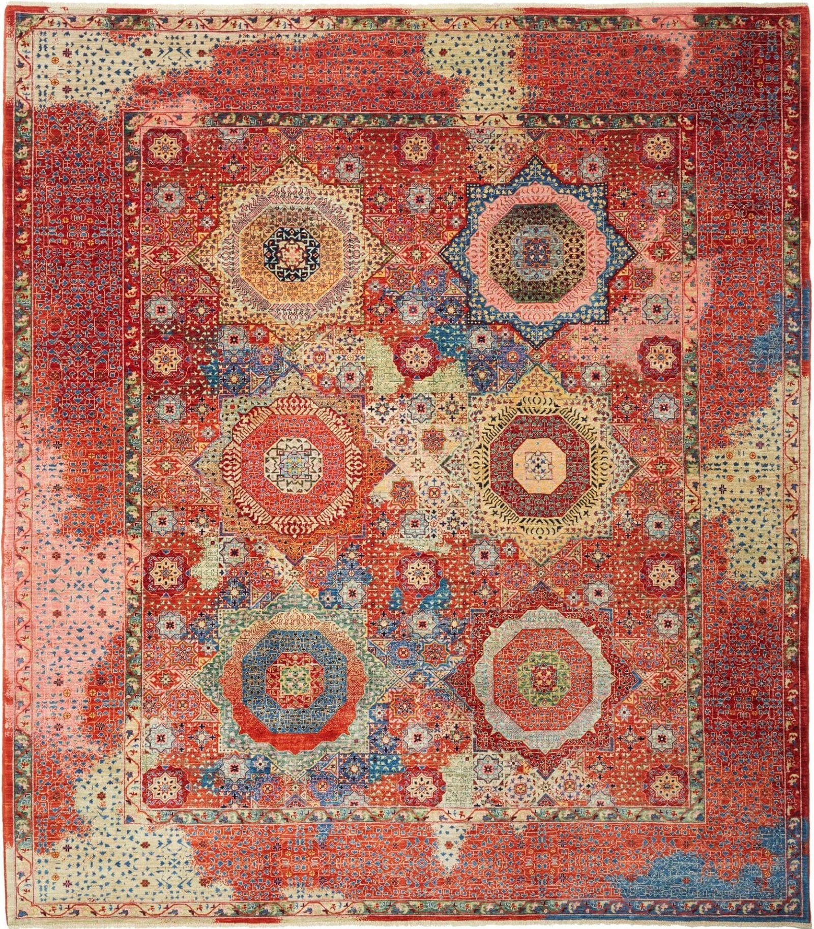 Mamluk Orientteppich 256 x 287 cm, Seide, handgeknüpft, hochwertig