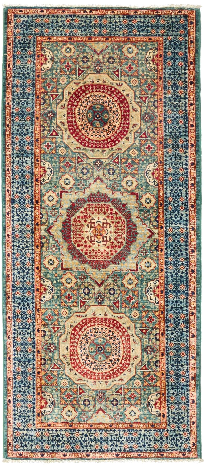 Mamluk Orientteppich 77 x 182 cm aus Schurwolle, handgeknüpft
