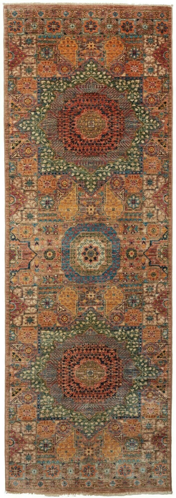 Mamluk Orientteppich 82 x 244 cm aus Schurwolle, handgeknüpft