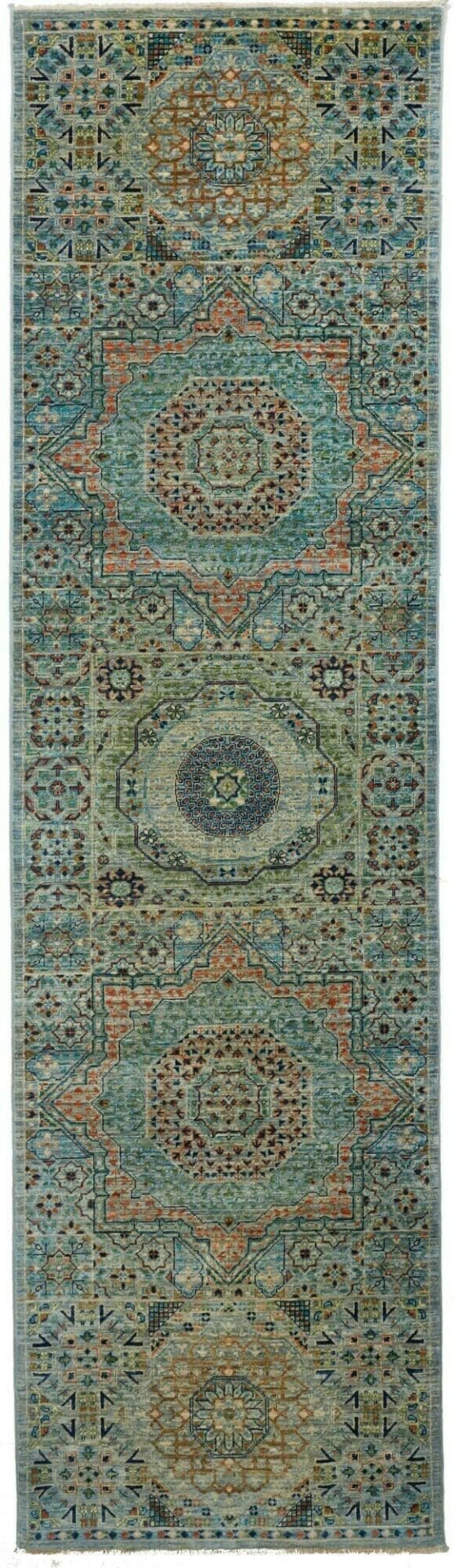 Mamluk Orientteppich 85 x 295 cm, handgeknüpft, Seide, Wolle