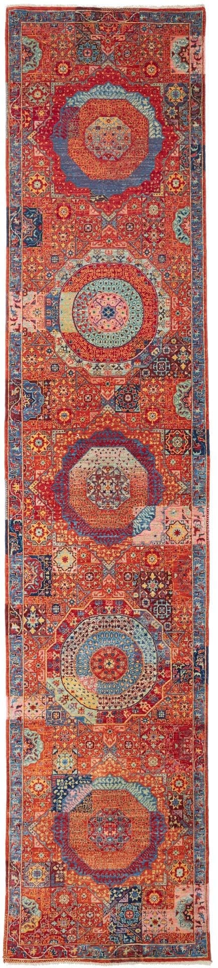 Mamluk Orientteppich 89 x 402cm, Schurwolle, handgeknüpft