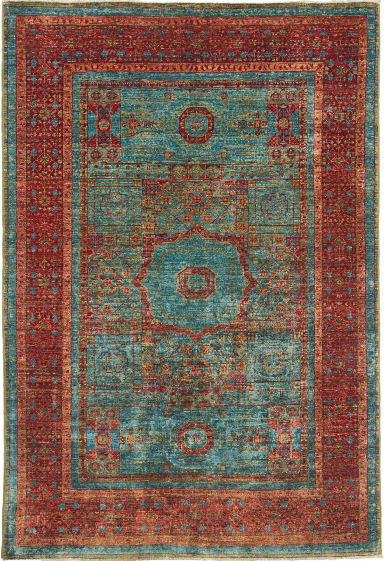 Mamluk Teppich 127 x 182cm aus Schurwolle, handgeknüpft, Orientteppich