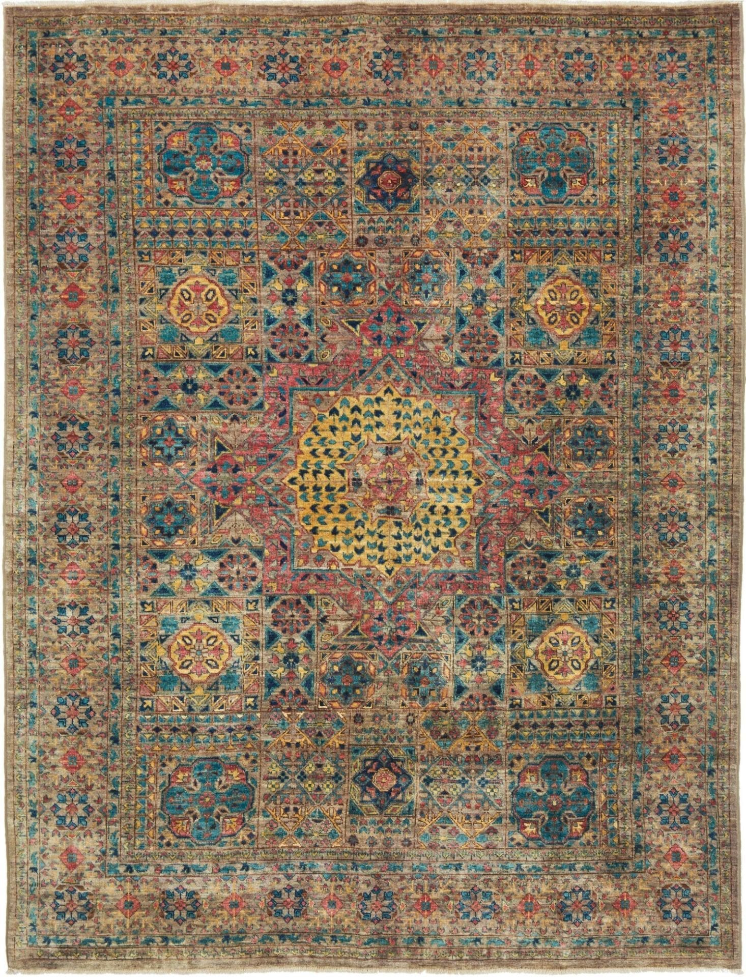 Mamluk Teppich 153 x 199cm, handgeknüpft, aus Schurwolle, Orientteppich
