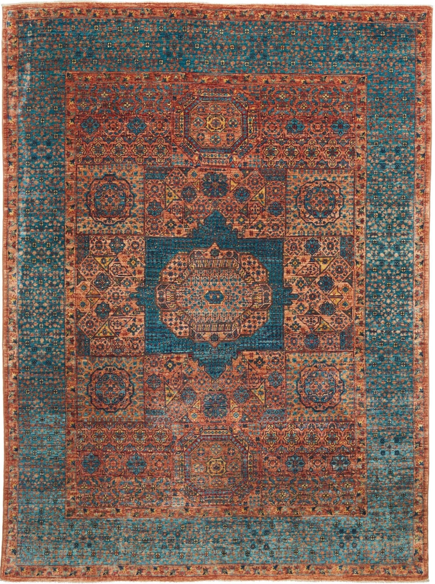Mamluk Teppich 178 x 237 cm, Seide, handgeknüpft, Orientteppich