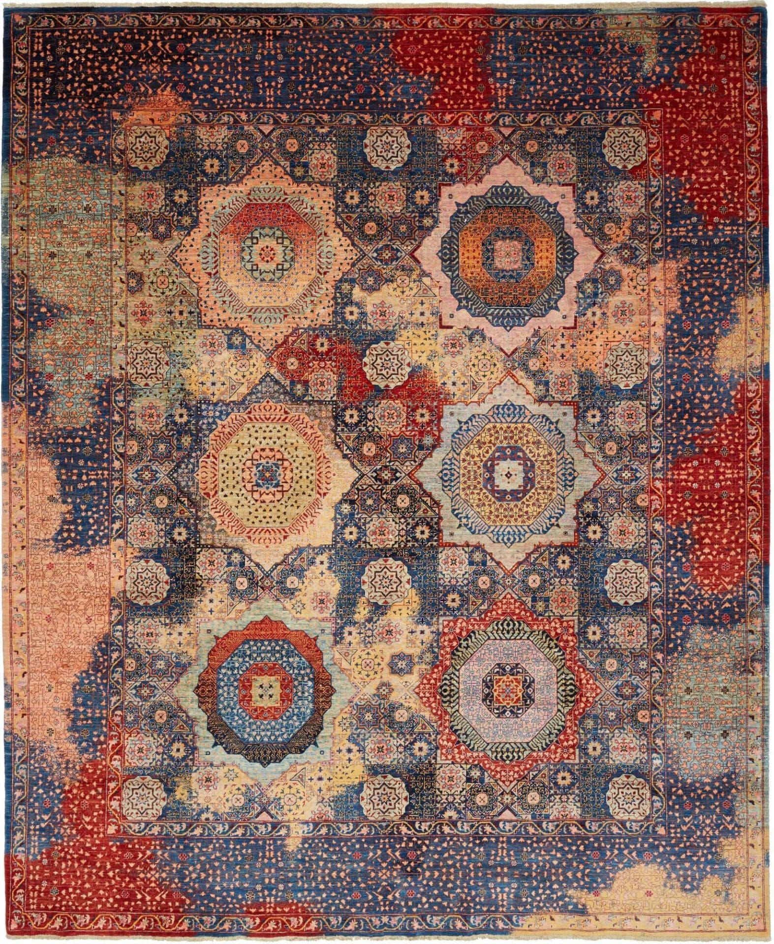 Mamluk Teppich 251 x 299cm, handgeknüpft, aus Schurwolle, Orientteppich