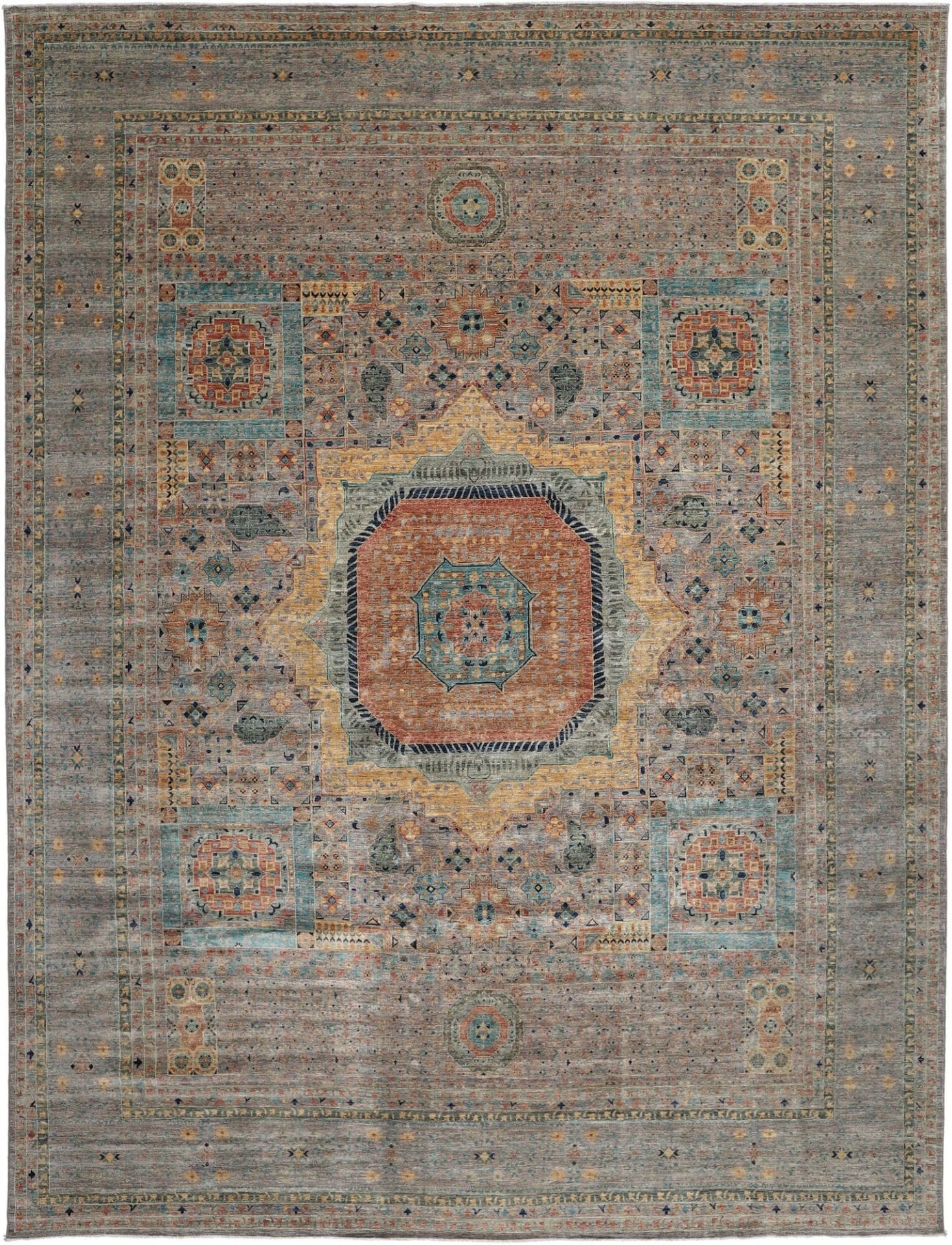 Mamluk Teppich 384 x 513 cm – Handgeknüpft aus Schurwolle