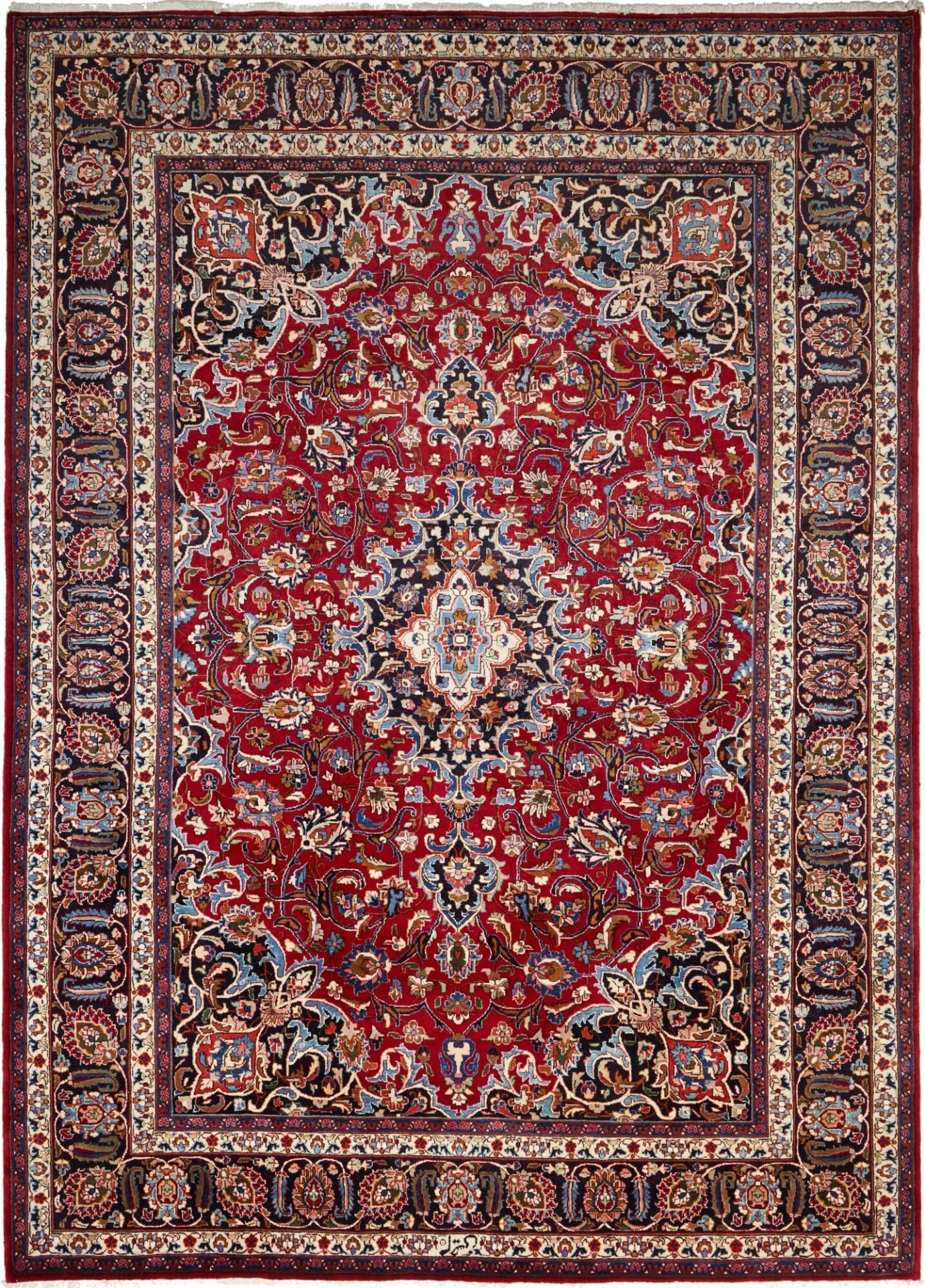 Mashad Teppich 246 x 340cm, florale Muster, handgeknüpft, Perserteppich
