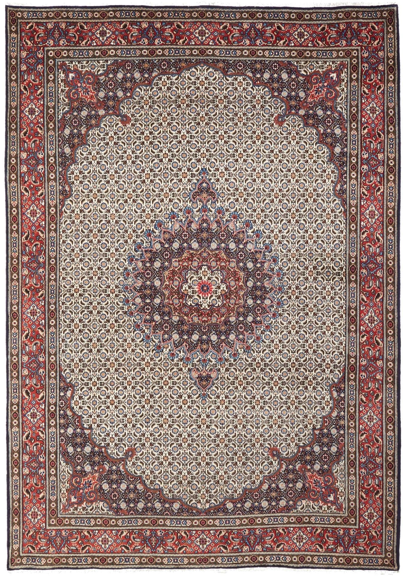 Moud Perserteppich 203 x 290cm floral handgeknüpft aus Schurwolle