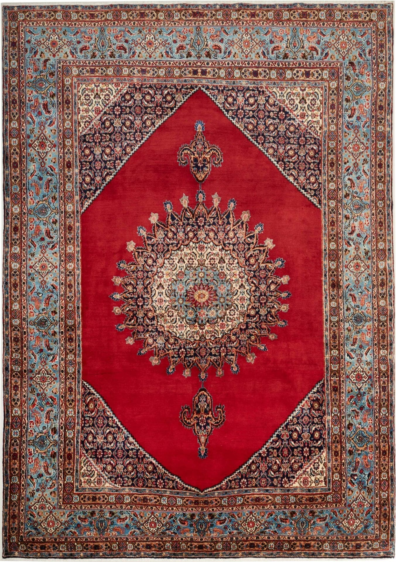 Moud Teppich 209 x 295 cm, floral, Schurwolle, handgeknüpft, Perserteppich