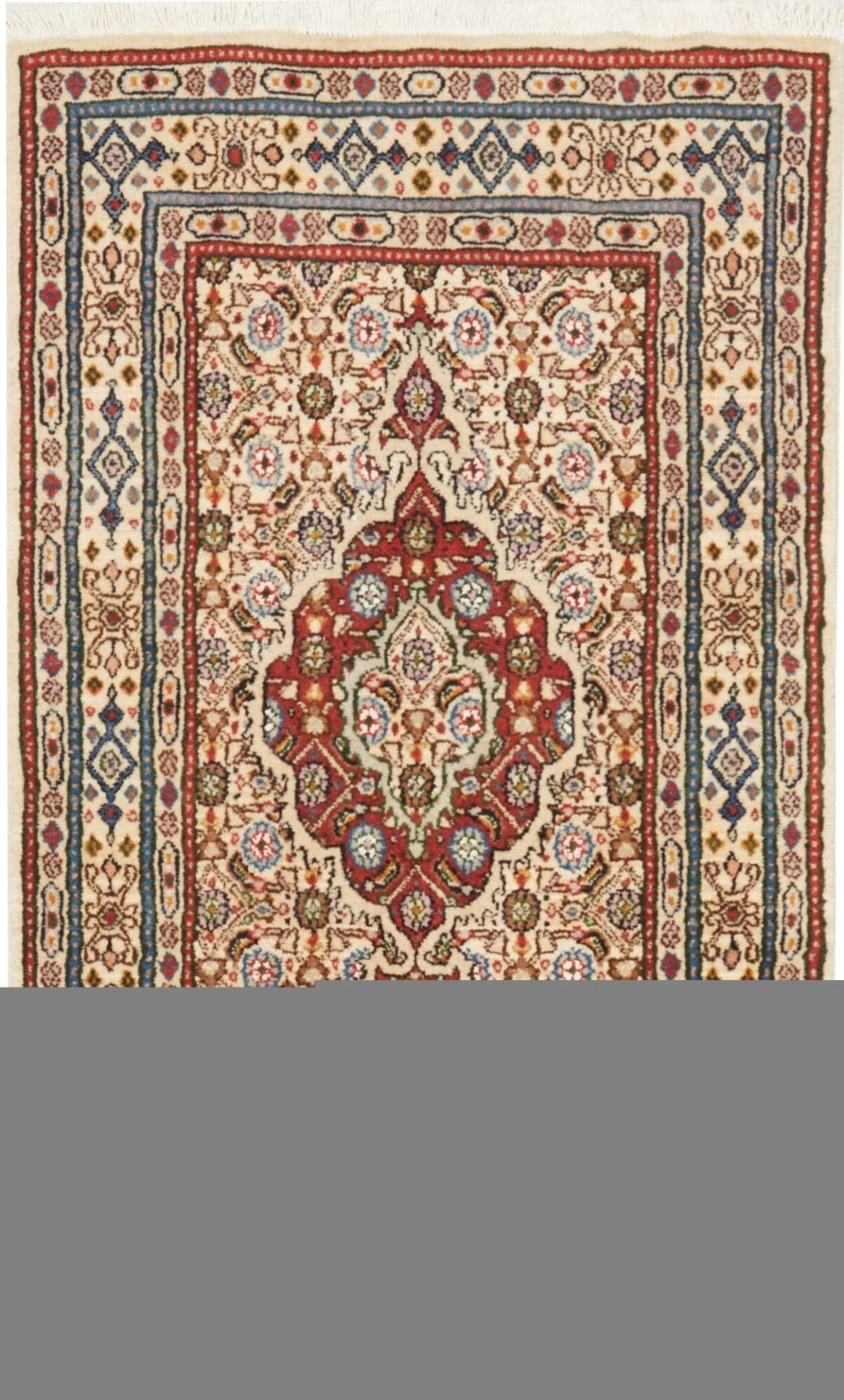 Moud Teppich 58 x 90cm, floral, Schurwolle, handgeknüpft, Perserteppich