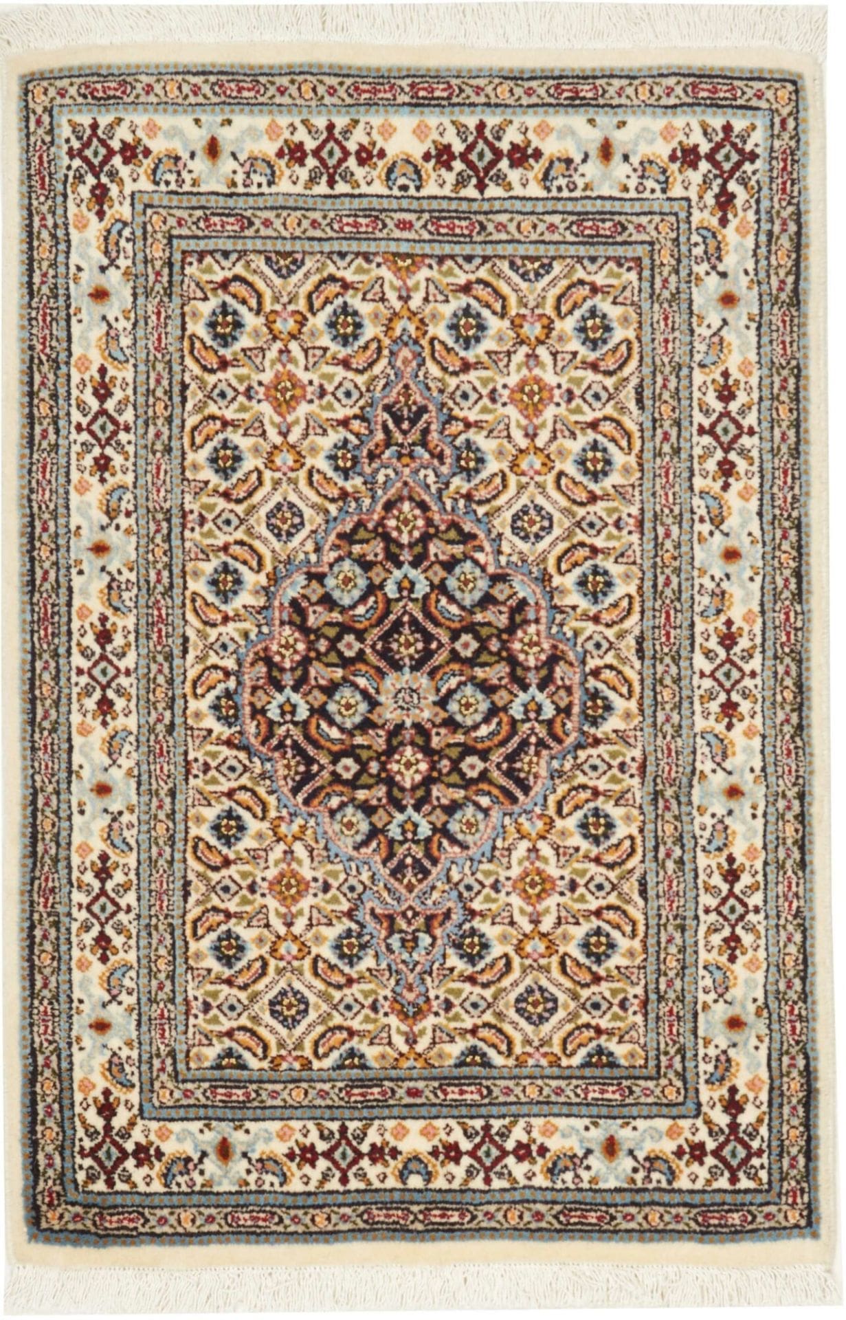 Moud Teppich 61 x 88cm floral, Schurwolle, handgeknüpft, Perserteppich