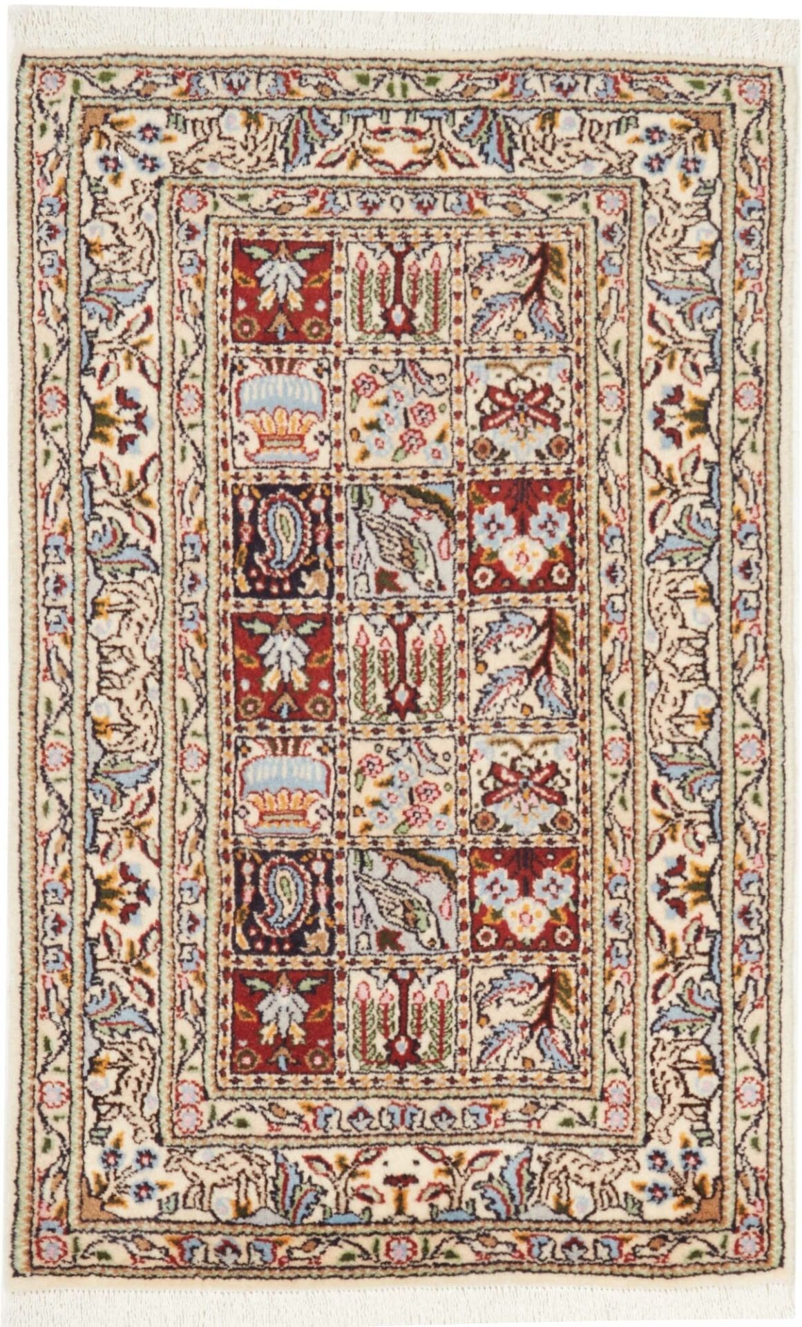 Moud Teppich 63 x 85cm, florales Muster, Schurwolle, handgeknüpft