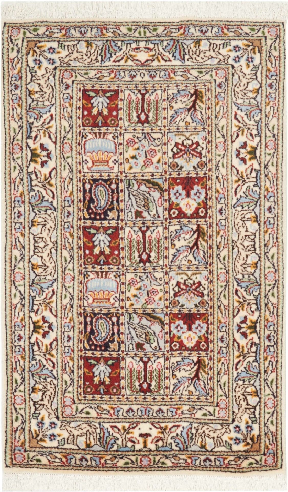 Moud Teppich 63 x 88 cm, florales Muster, handgeknüpft, Perserteppich