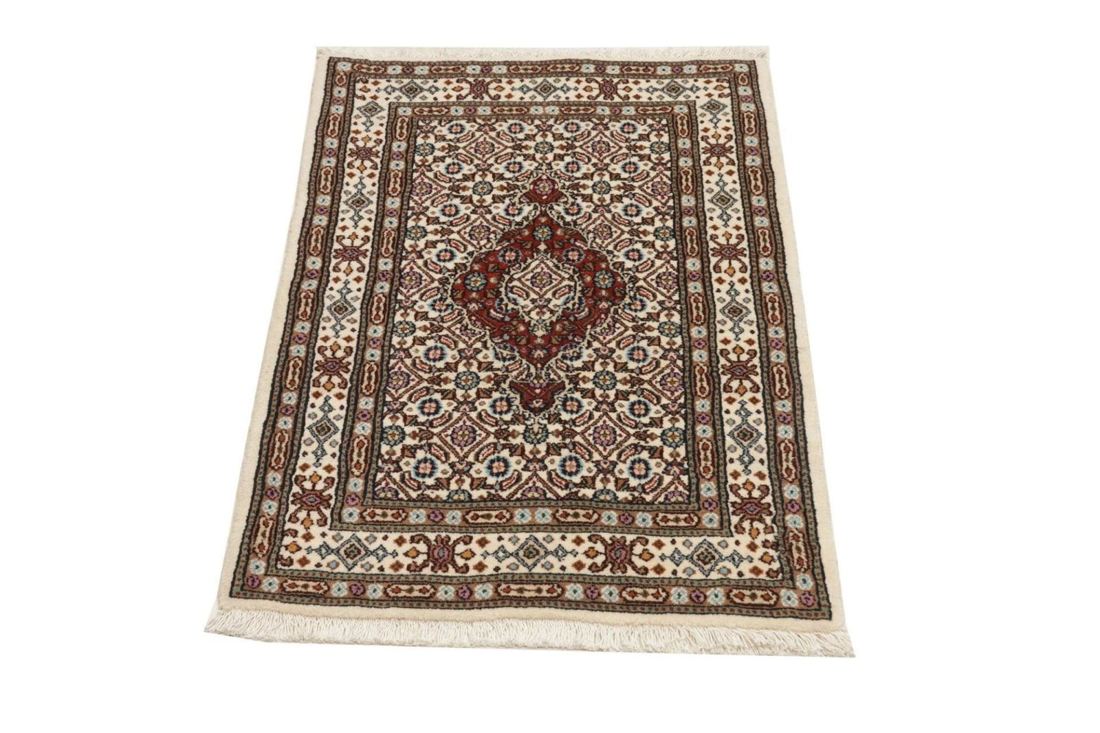 Moud Teppich 63 x 94 cm, floral, Schurwolle, handgeknüpft, Perserteppich