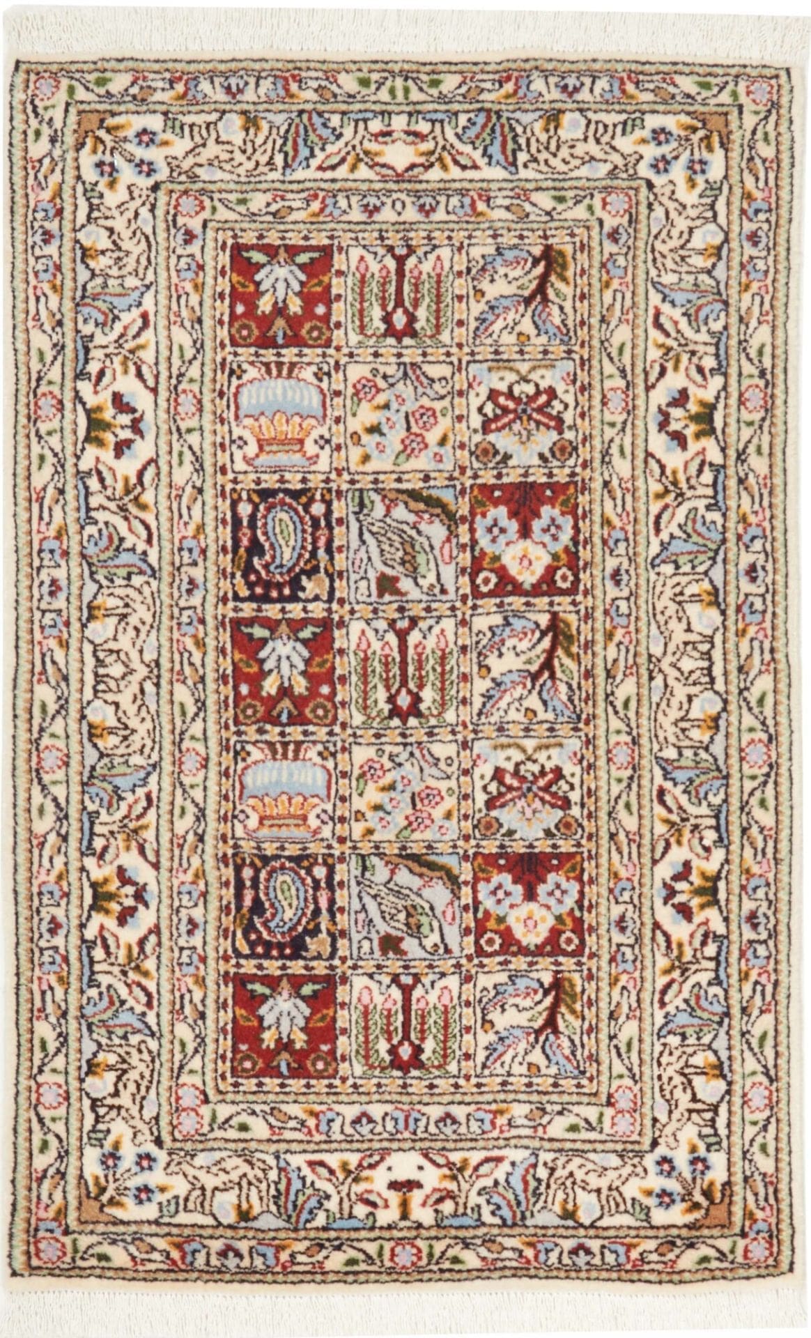 Moud Teppich 64 x 84 cm, florales Muster, Schurwolle, handgeknüpft