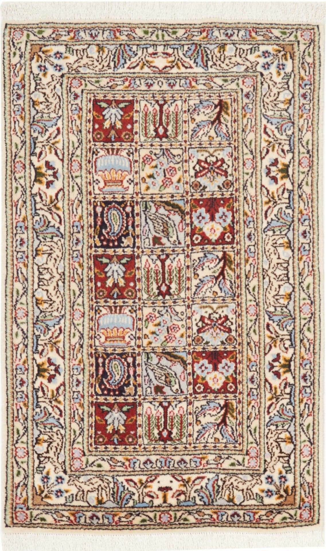 Moud Teppich 65 x 85cm, handgeknüpft, florales Muster, Perserteppich