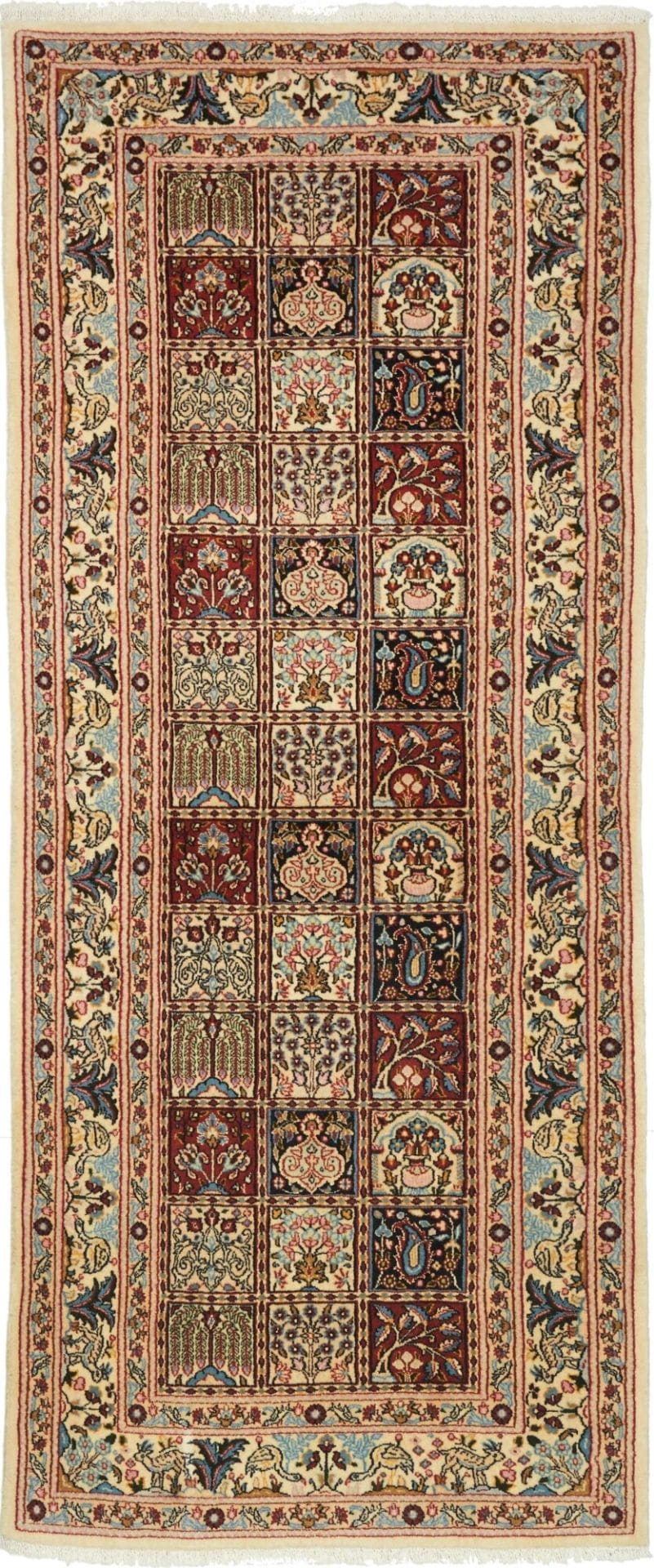 Moud Teppich 84 x 201 cm, floral, Schurwolle, handgeknüpft, Perserteppich