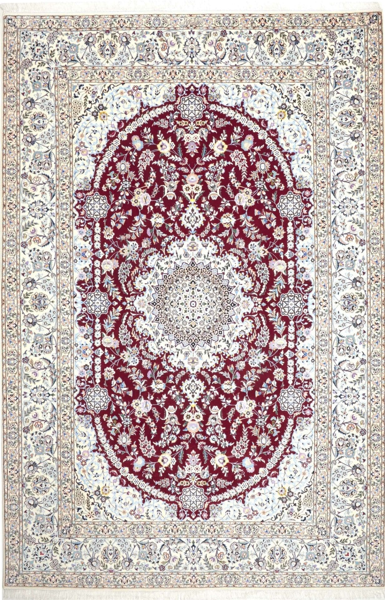 Nain 6La 203 x 307cm, florales Muster, handgeknüpft, Perserteppich H1