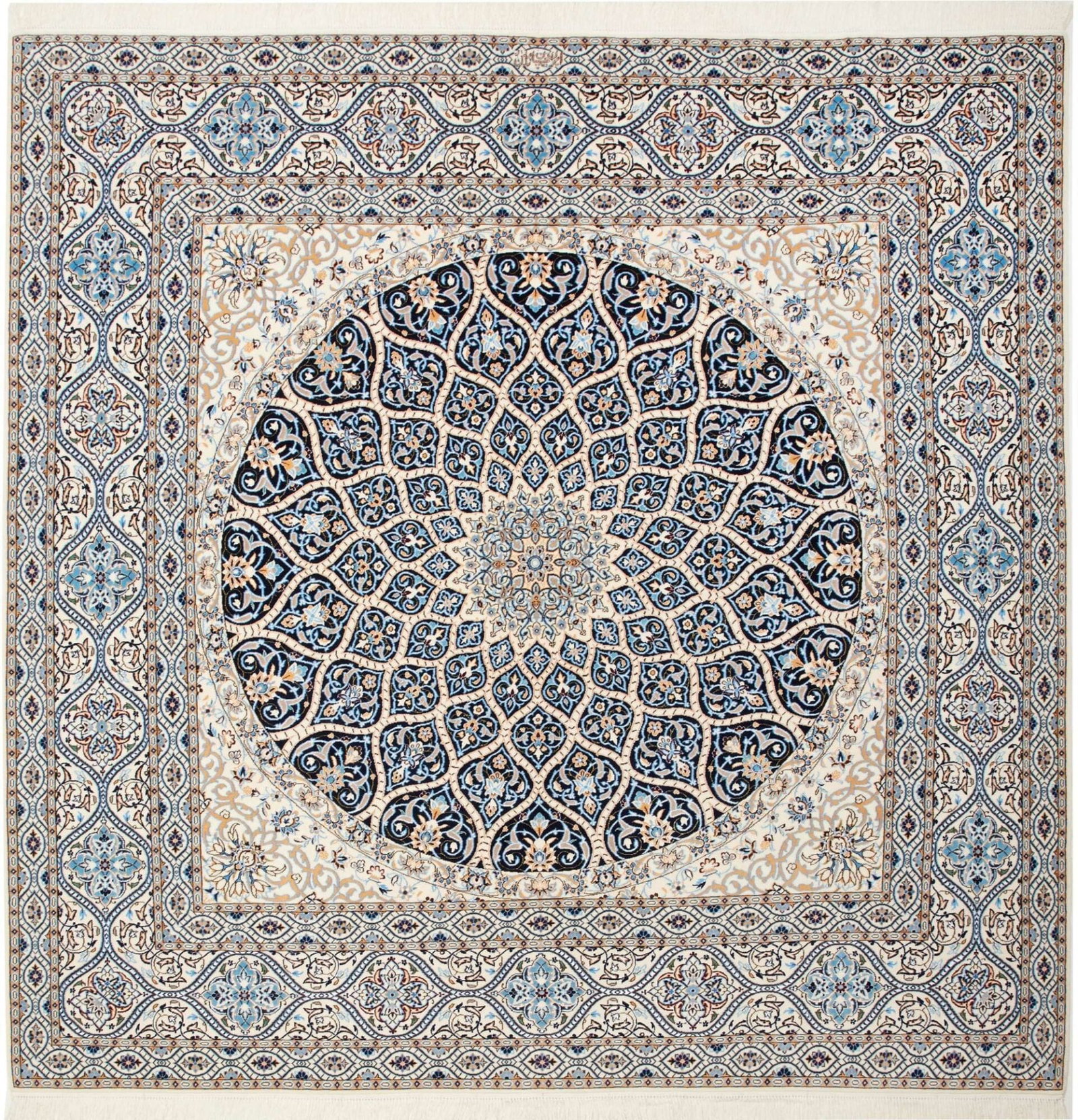 Nain 6La 210 x 205cm Perserteppich handgeknüpft, florale Muster