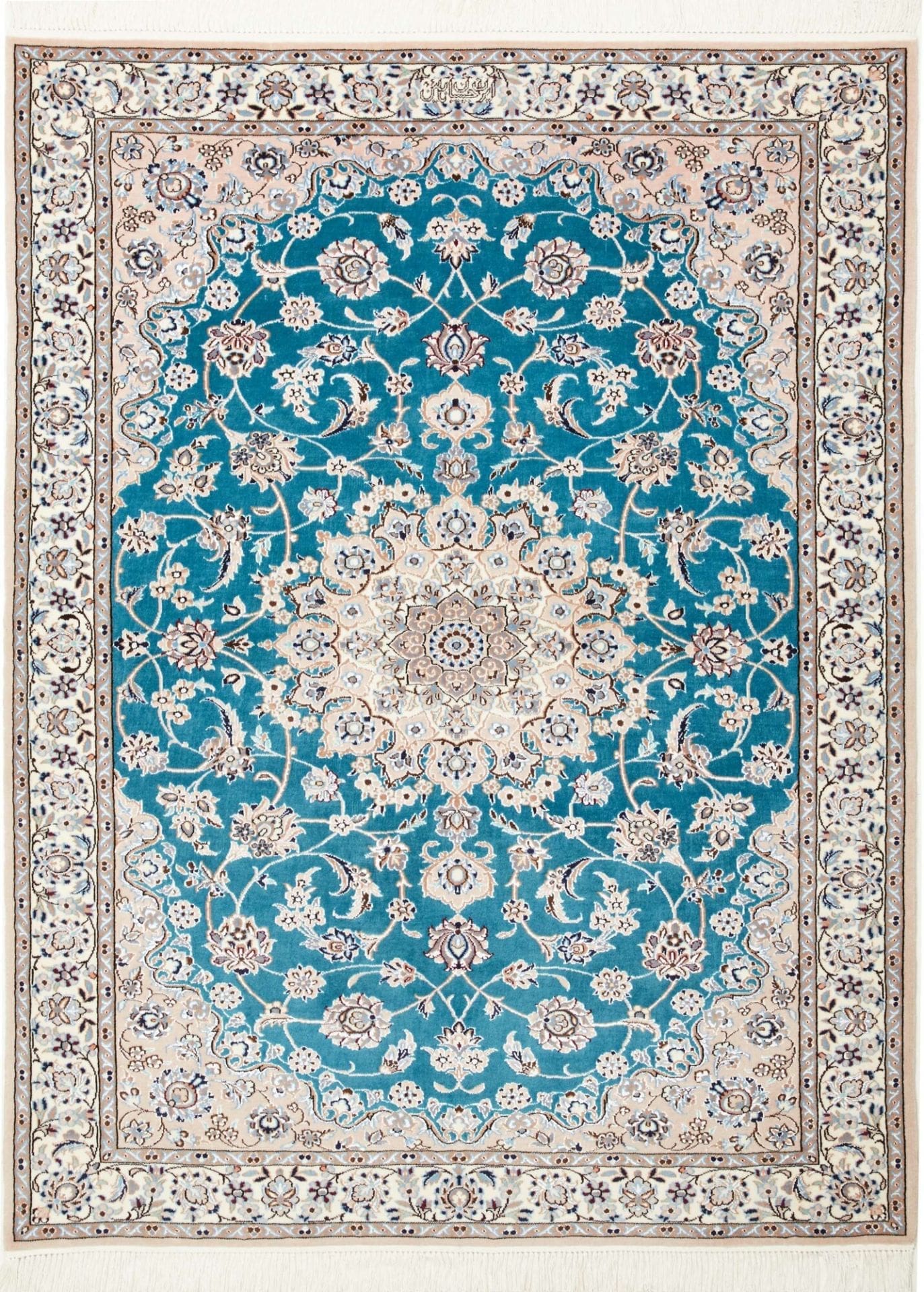 Nain Orientteppich 110 x 144cm, florales Design, handgeknüpft