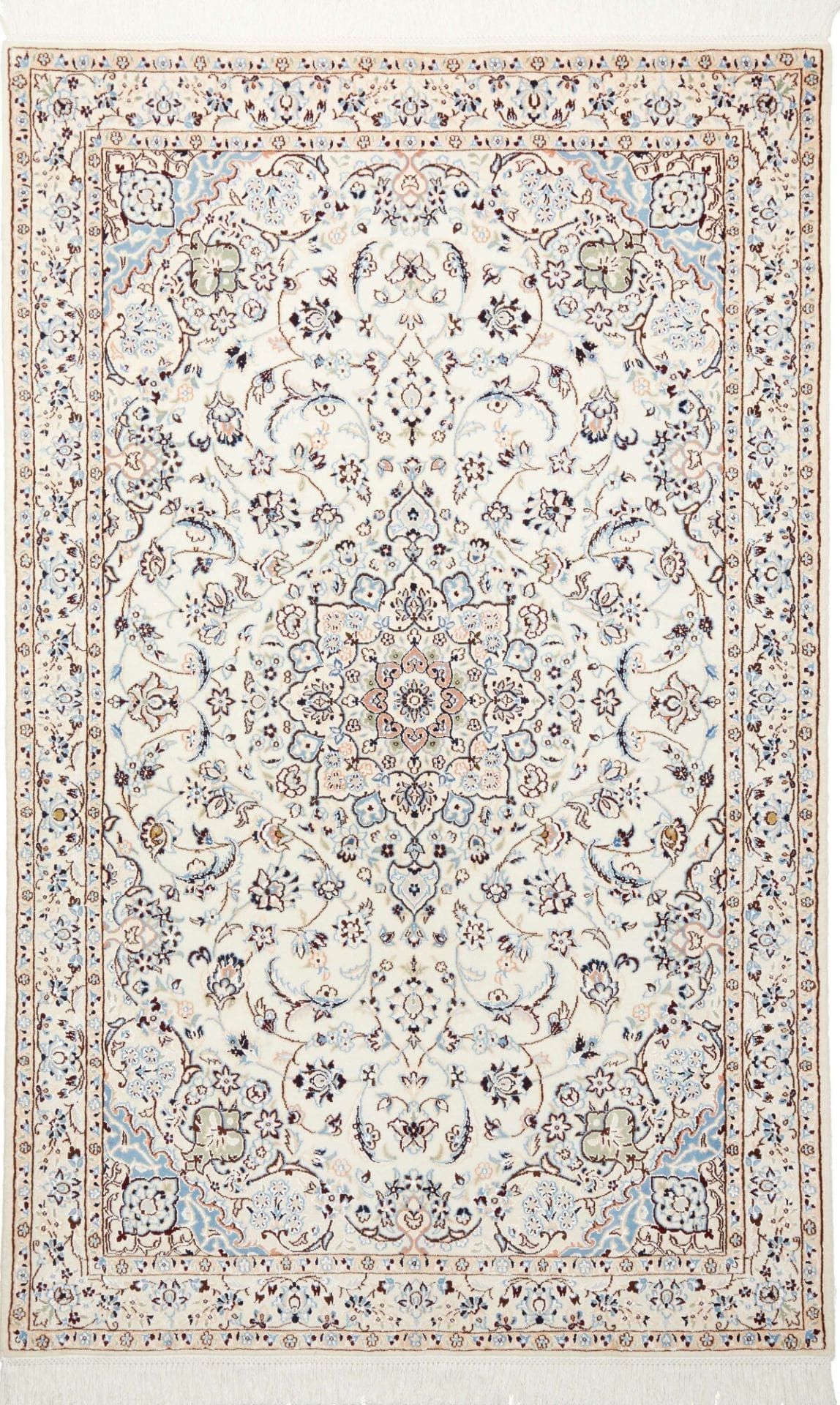 Nain Orientteppich 135 x 208cm, florale Muster, handgeknüpft